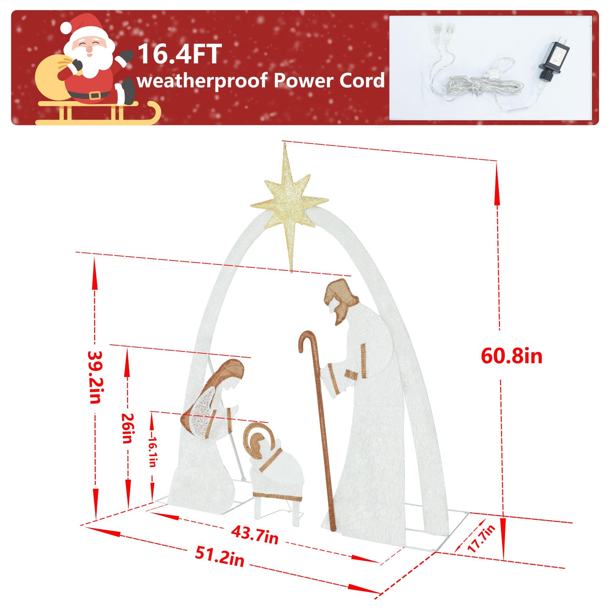MUPATER Lighted Nativity Scene Outdoor Christmas Decoration, Christmas Holiday Yard Decor Nativity Set for Lawn, Yard Home Party