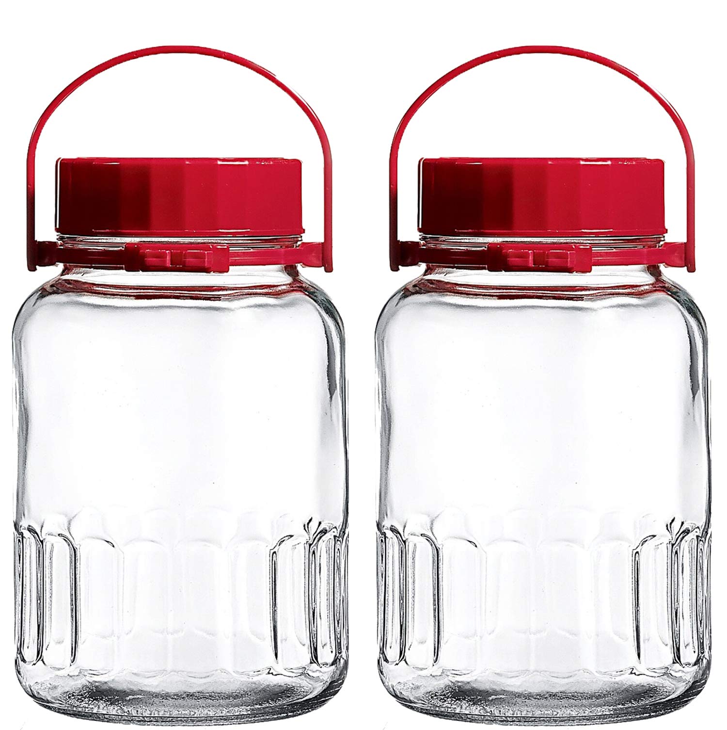 1 Gallon Glass Jar With Lid Wide Mouth Airtight Plastic Pour Spout Lids Bulk-Dry Food Storage Pickling Mason Jar Canister Raw Mi
