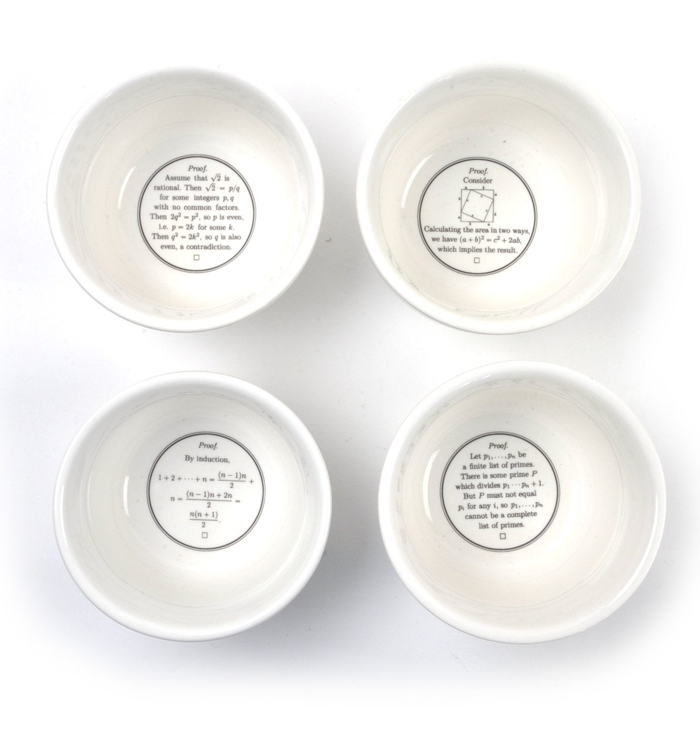 The Proof Is In The Pudding Bowls - Set Of Four Math Proof Joke - Ceramic