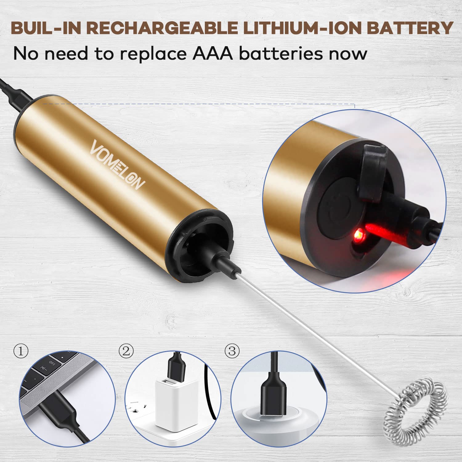 Rechargeable Electric Milk Frother Handheld,2-Speed Travel Frother With Tube Case, Milk Foamer Coffee Frother For Latte, Cappucc