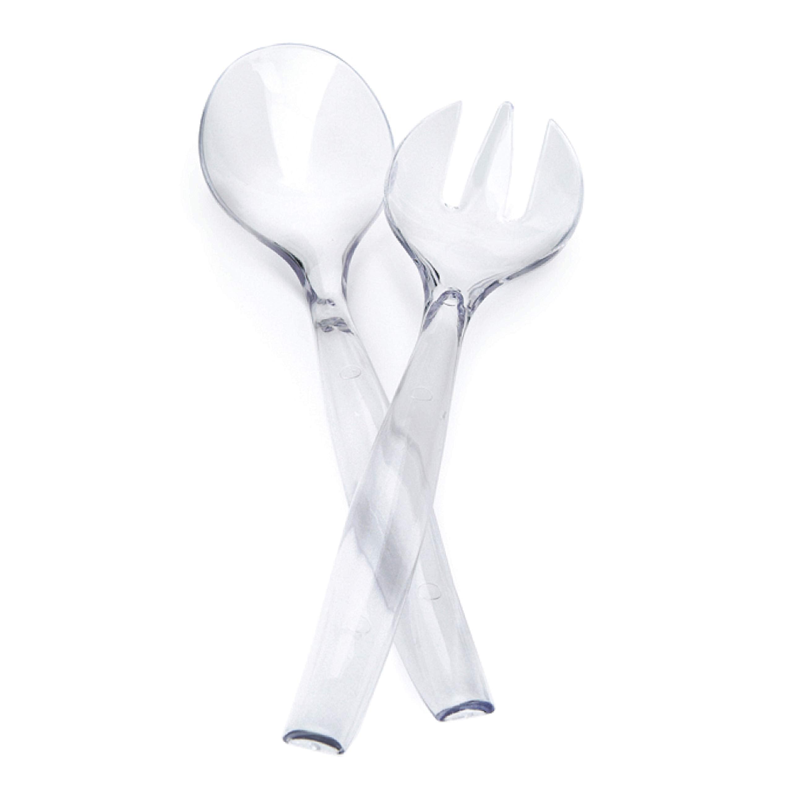 Plasticpro Disposable Plastic Serving Utensils Set Of 4 Salad Spoons, And 4 Salad Forks, Clear Heavyweight