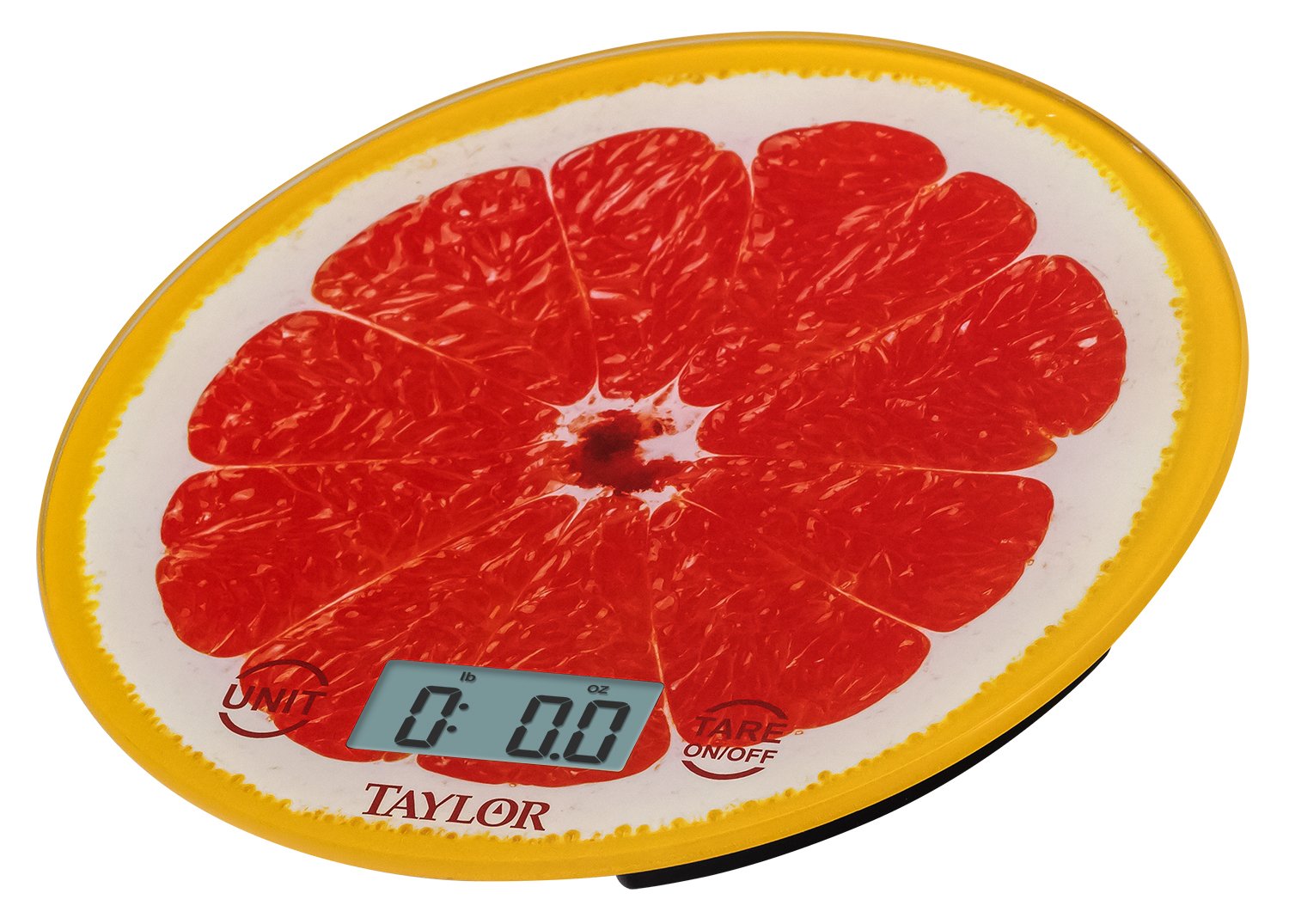 Taylor Precision Products Grapefruit Citrus Glass Kitchen Scale, Red