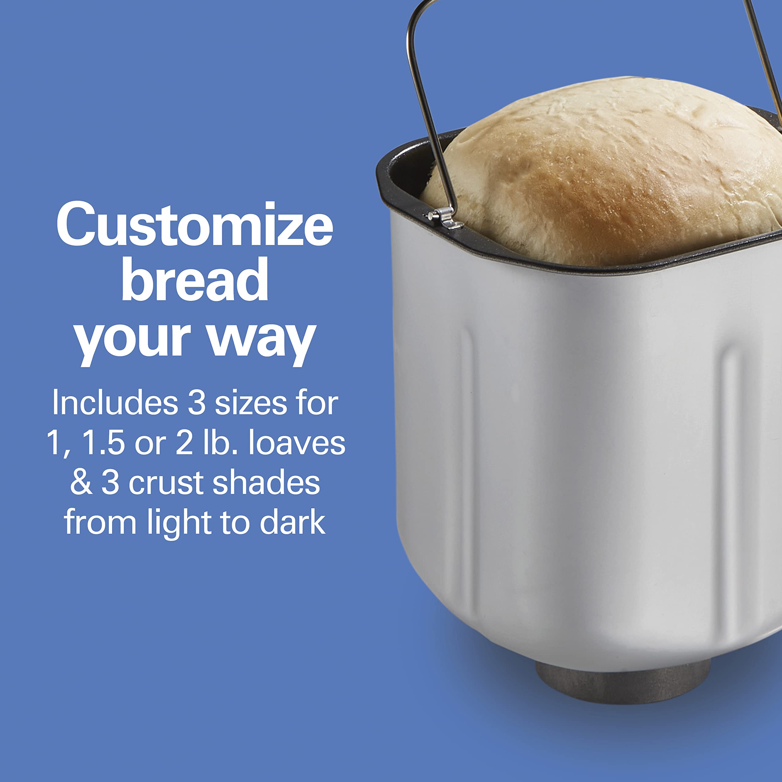 Hamilton Beach Digital Electric Bread Maker Machine Artisan And Gluten-Free, 2 Lbs Capacity, 14 Settings, Black And Stainless St