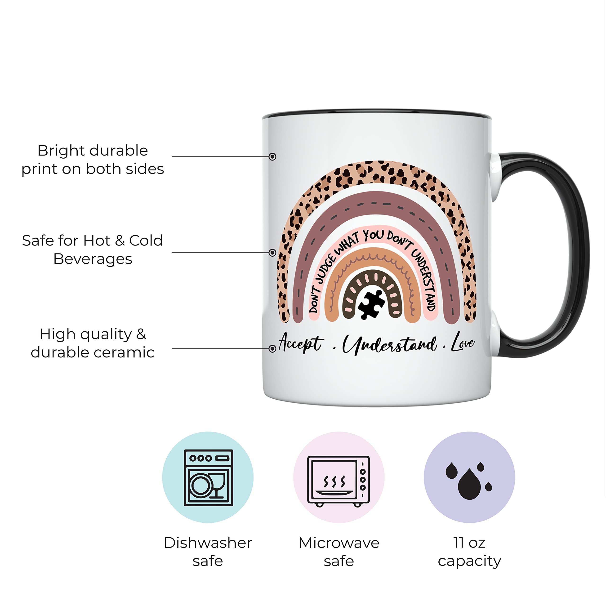 Younique Designs Autism Awareness Cup, 11 Ounces, Autism Mom Mug, Autism Acceptance Coffee Mug, Autism Awareness Merchandise And