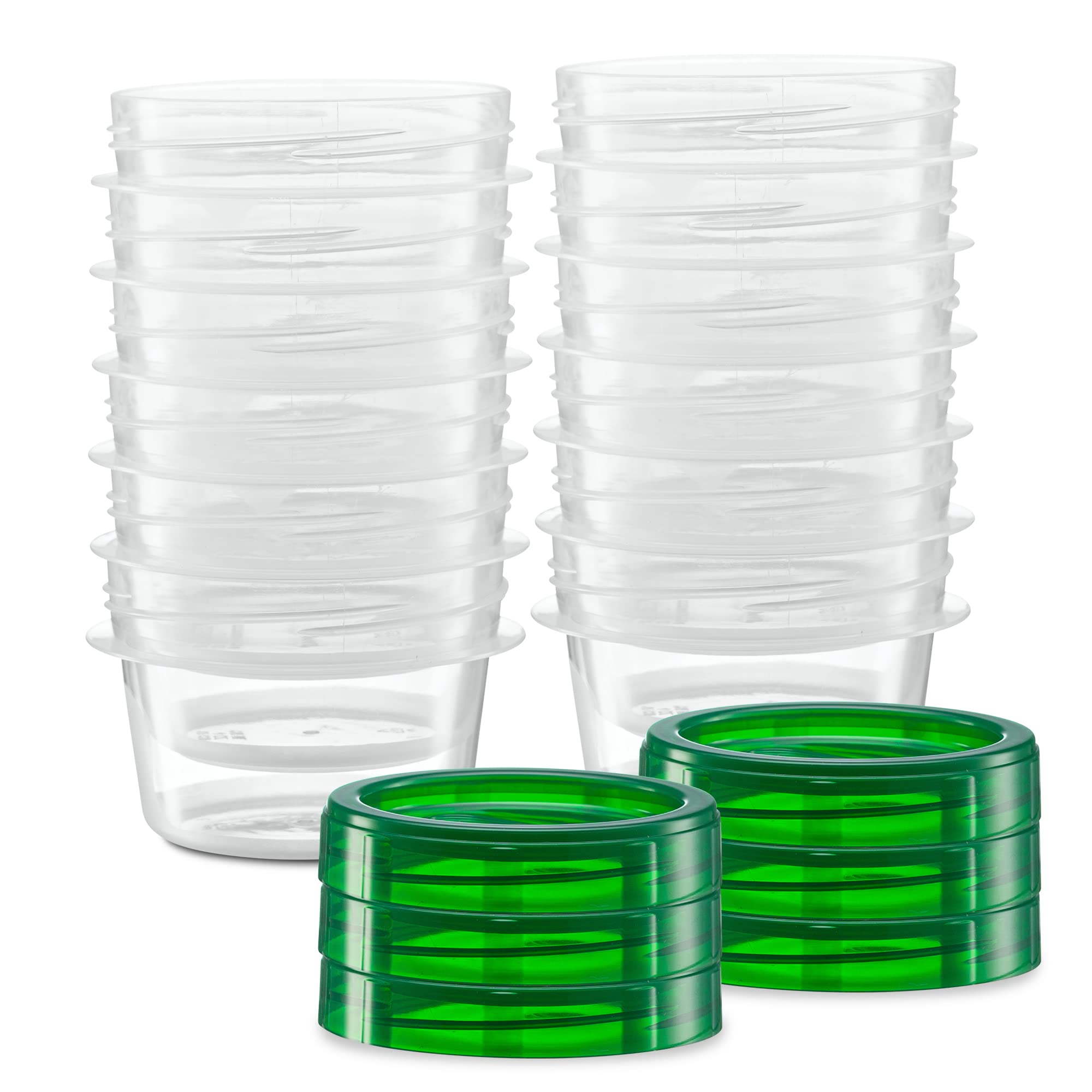 ELEGANT DISPOSABLES (4 Ounce 20 Pack) Twist cap Containers Clear Bottom With Green Top Screw on Lids Twist Top Food Storage Free