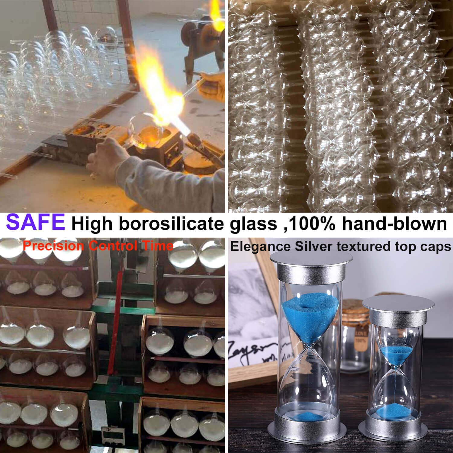 Suliao Sand Timer 15 Minute Hourglass, Silver Plastic Sand Watch Clock 15 Min, Hour Glass Sandglass Timer For Kids, Games, Class