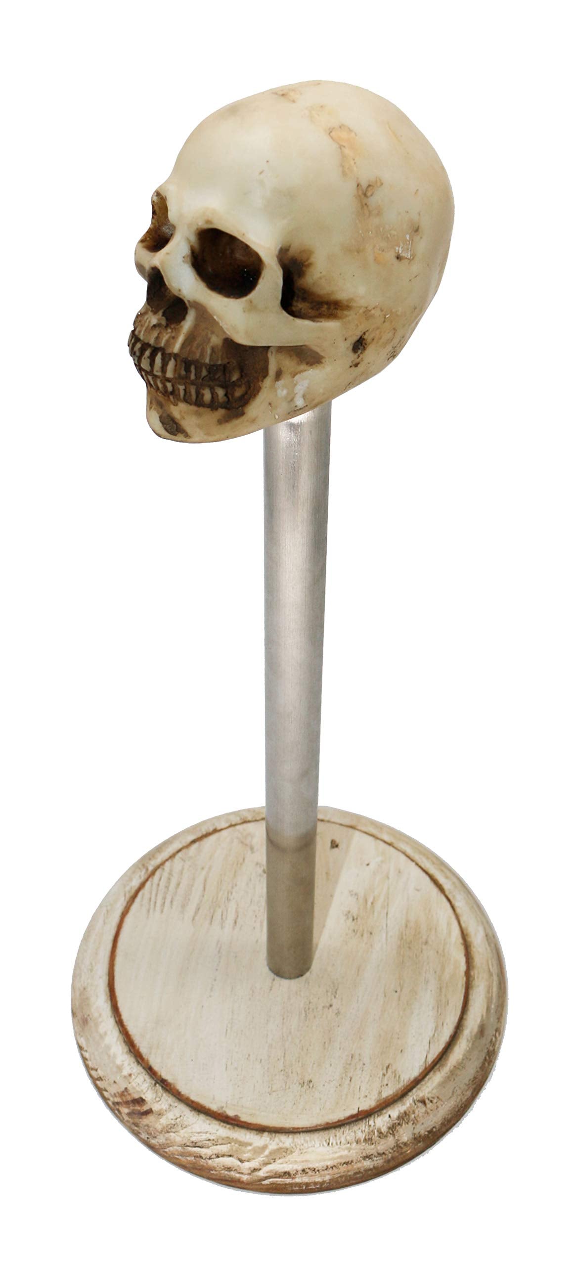 Rustic White Wood Skull Stand Up Paper Towel Holder, Easy One-Handed Tear Kitchen Paper Towel Dispenser With Weighted Base For S