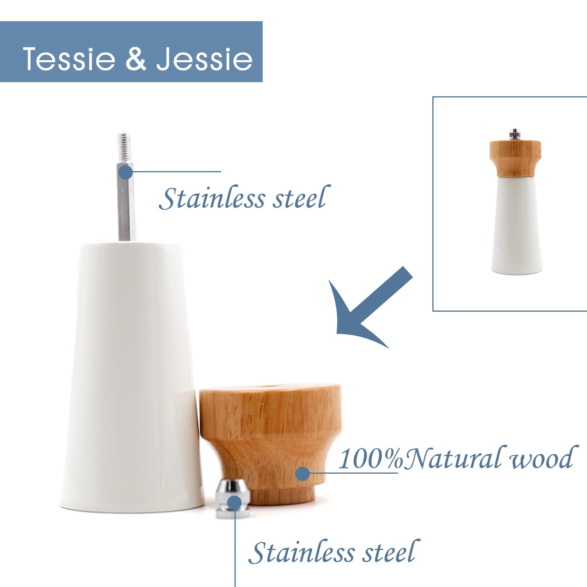 Wooden Salt And Pepper Grinder Set, Sustainable Cherry Wood, Elegant Lighthouse Sea Salt Grinder And Black Pepper Mill Set For S
