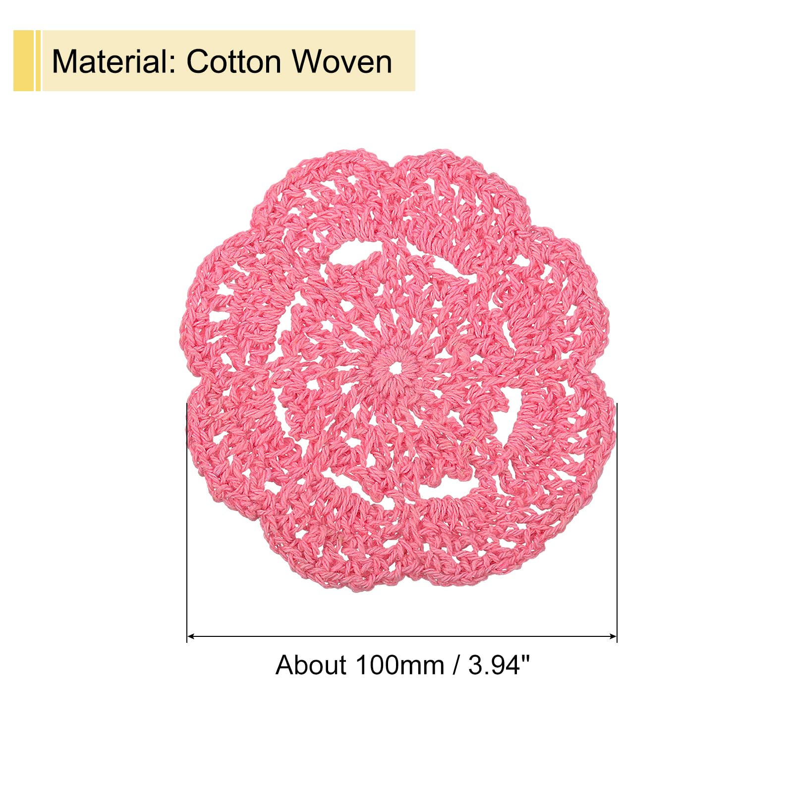 Uxcell Crochet Doilies, 4Pcs 4'' - Cotton Woven Fabric Coasters, Lace Round Handmade Coasters With Floral For Wedding Party Deco