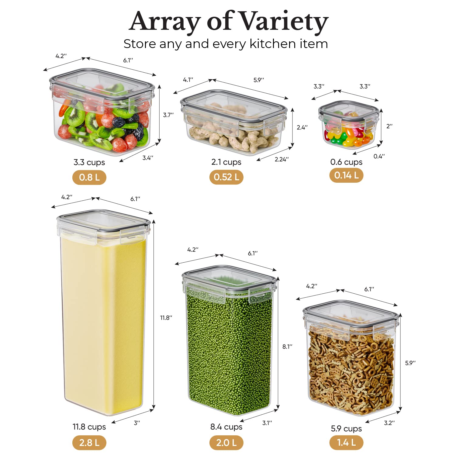 Chef's Path Airtight Food Storage Container Set with Lids - Superior Variety Pack of 36 for Kitchen & Pantry Organization  BPA Free Kitchen Storage Containers for Cereal  Flour &  Sugar