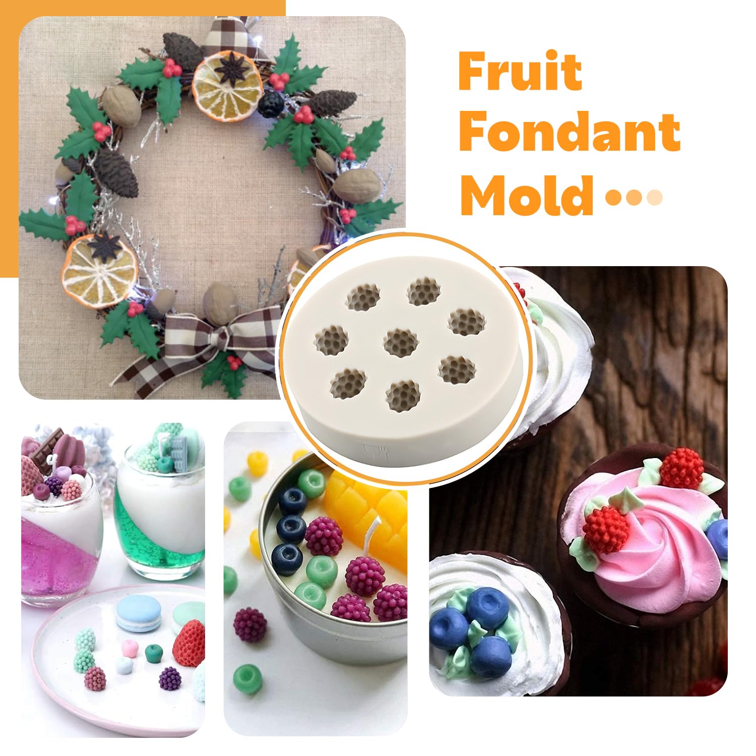 Sijiangmold Blueberry Raspberry Strawberry Fondant Molds Nuts Berries Silicone Mold Spices Star Anise Cinnamon Lemon Mold For Ca