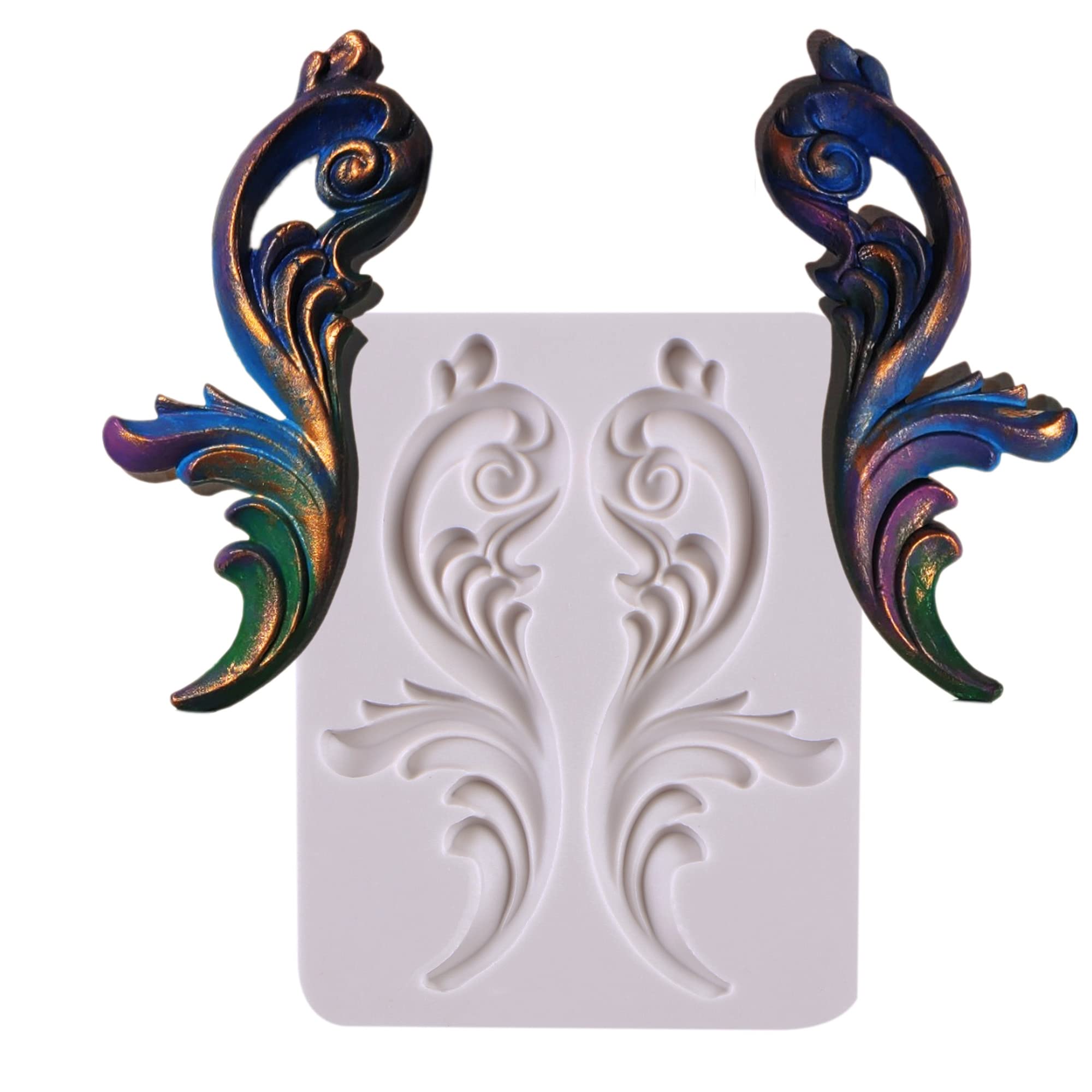 Baroque Fondant Border Mold, Relief Chocolate Silicone Cake Decor Candy Mould, For Birthday Wedding Cake Cupcake Decoration, Res