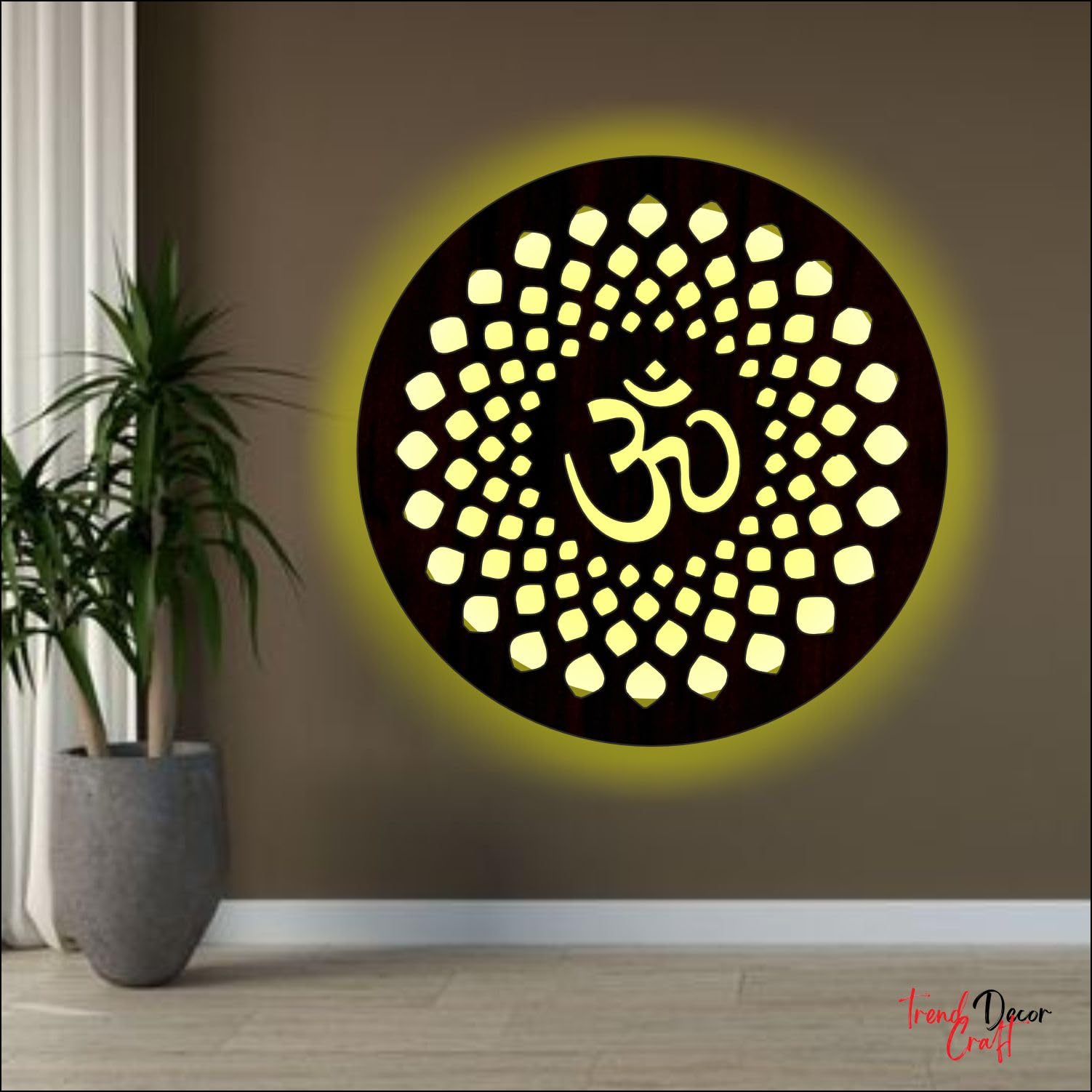 Trenddecor Craft - In Om Mandala Wall Light Led Light Wall Decor For Living Room, Bedroom, Yoga Room, Meditation Room (16 X 16 I