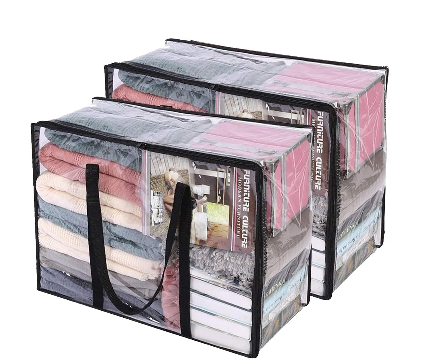 Renva 2Pcs Underbed Storage Bags | Large Capacity Foldable Storage Containers With Clear Window & Reinforced Handles | 70L Organ
