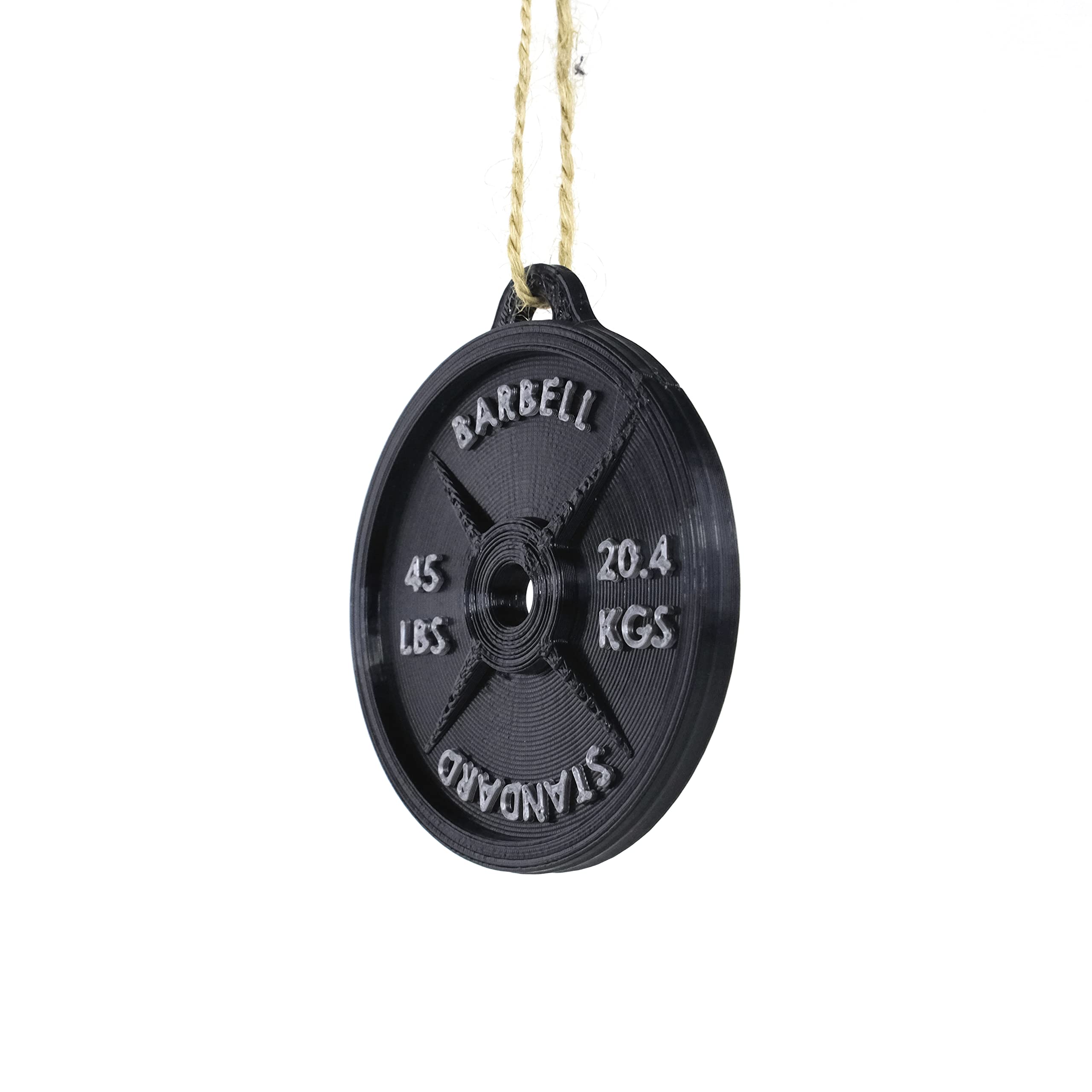 Weight Plate Ornament - 3D Printed (Black) for Christmas