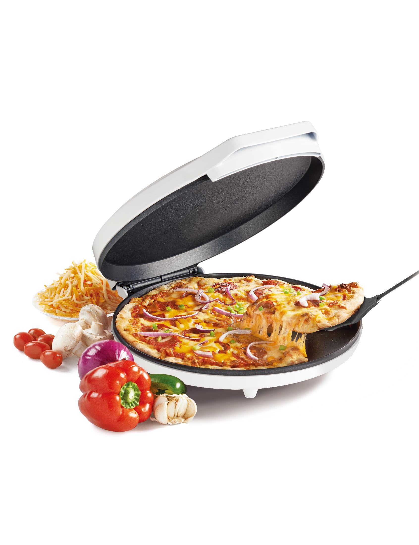 Betty Crocker Pizza Maker Plus, 12 Indoor Electric Grill, Nonstick Griddle Pan For Pizzas, Quesadillas, Tortillas, Nachos And
