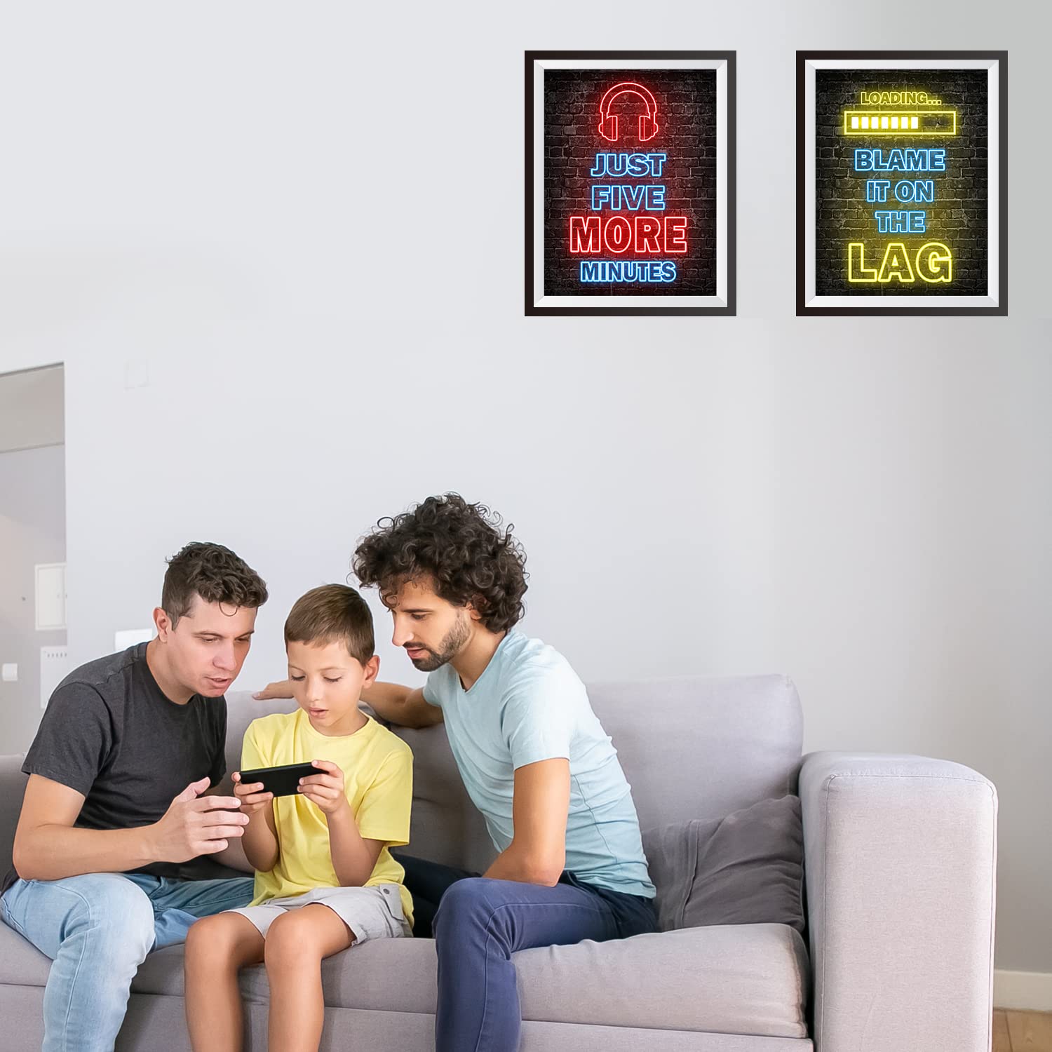Printed Neon Gaming Posters Set of 4 (8X 10)  Boys Room Decorations for Bedroom Video Game Wall Art Gamer  Teen boy bedroom  game room  No Frames