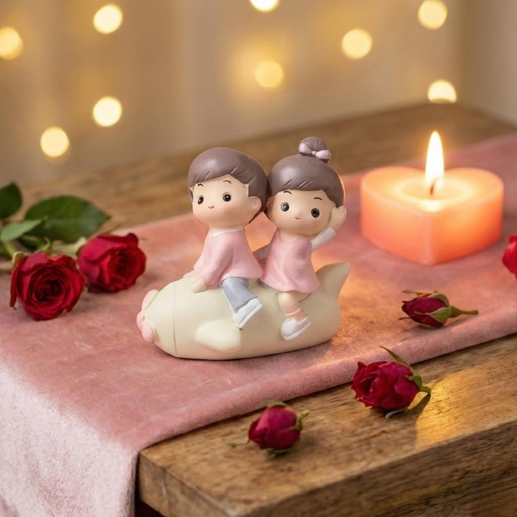 Ecraftindia Romantic Couple On Plane Showpiece | Valentine Gift For Girlfriend Boyfriend Husband Wife Her Him | Valentine Decora