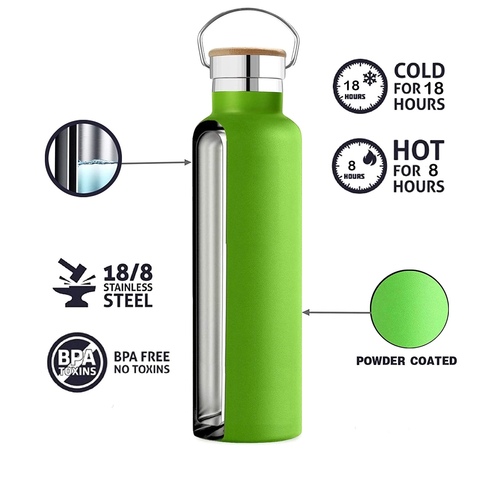 Ezprogear Stainless 25 Oz Steel Water Bottle Double Wall Vacuum Insulated (25 Oz, Yelllow/Rose-Pink)