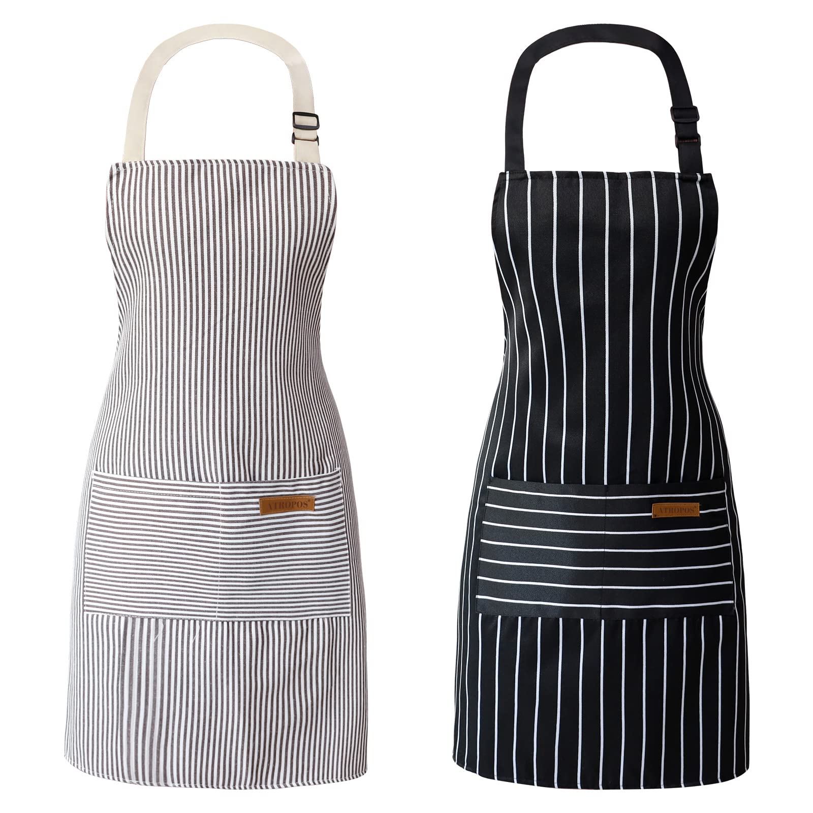 Atropos 2 Pcs Aprons For Women With Pockets, Aprons For Men, Womens Kitchen Apron, Cooking Apron Adjustable Bib Chef Apron(Unise