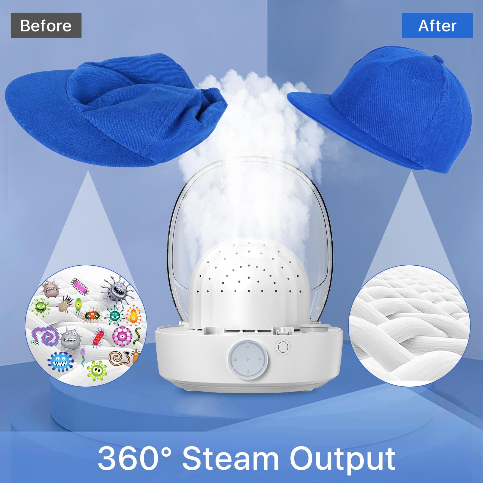 Hat Care Machine For Iron And Dry,Restore Misshapen Hat/Cap Natural Shape With Steam And Hot&Cold Wind,Keep Your Hat/Cap Clean A