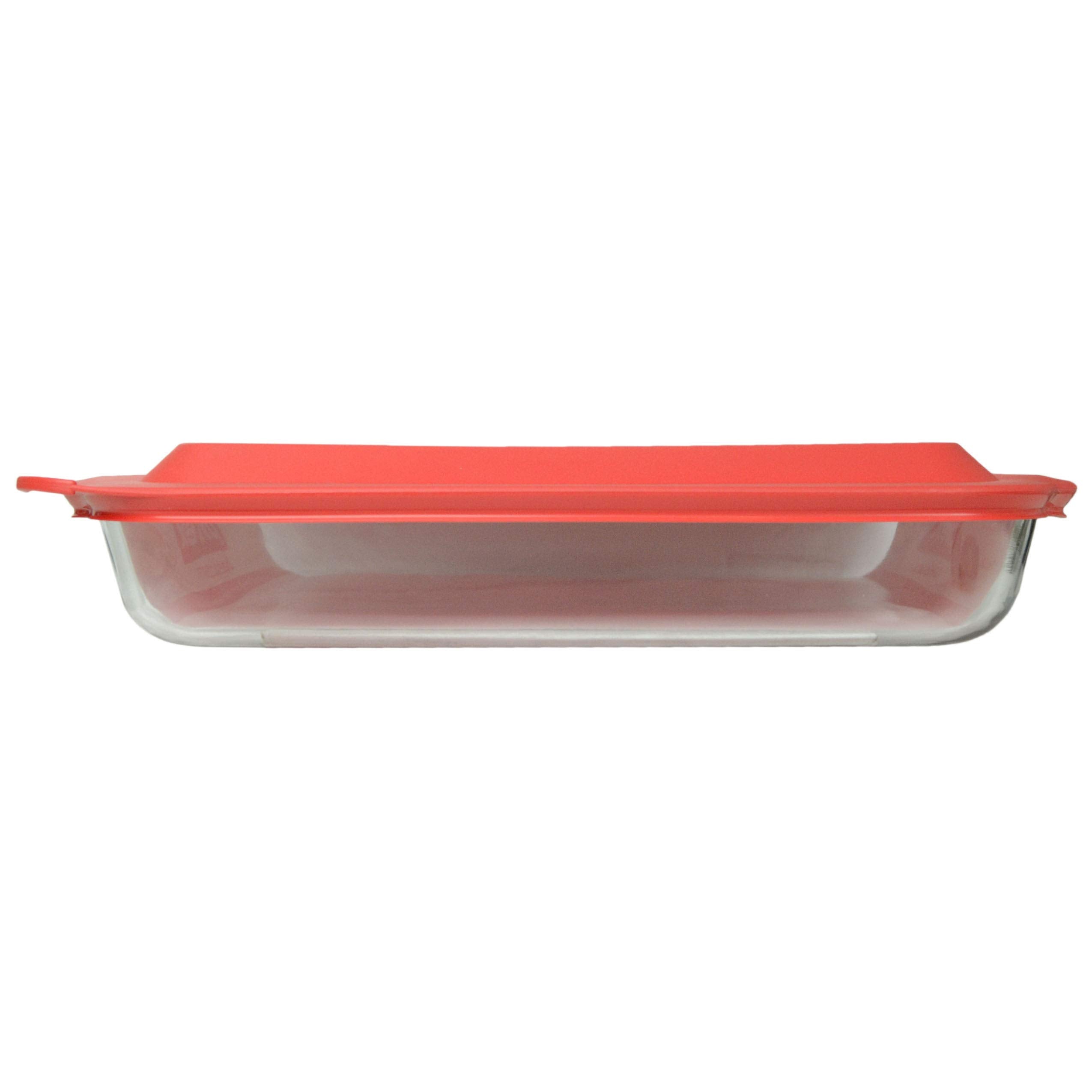 Pyrex 233 (3Qt) Glass Baking Dish With Red Lid  Made in USA