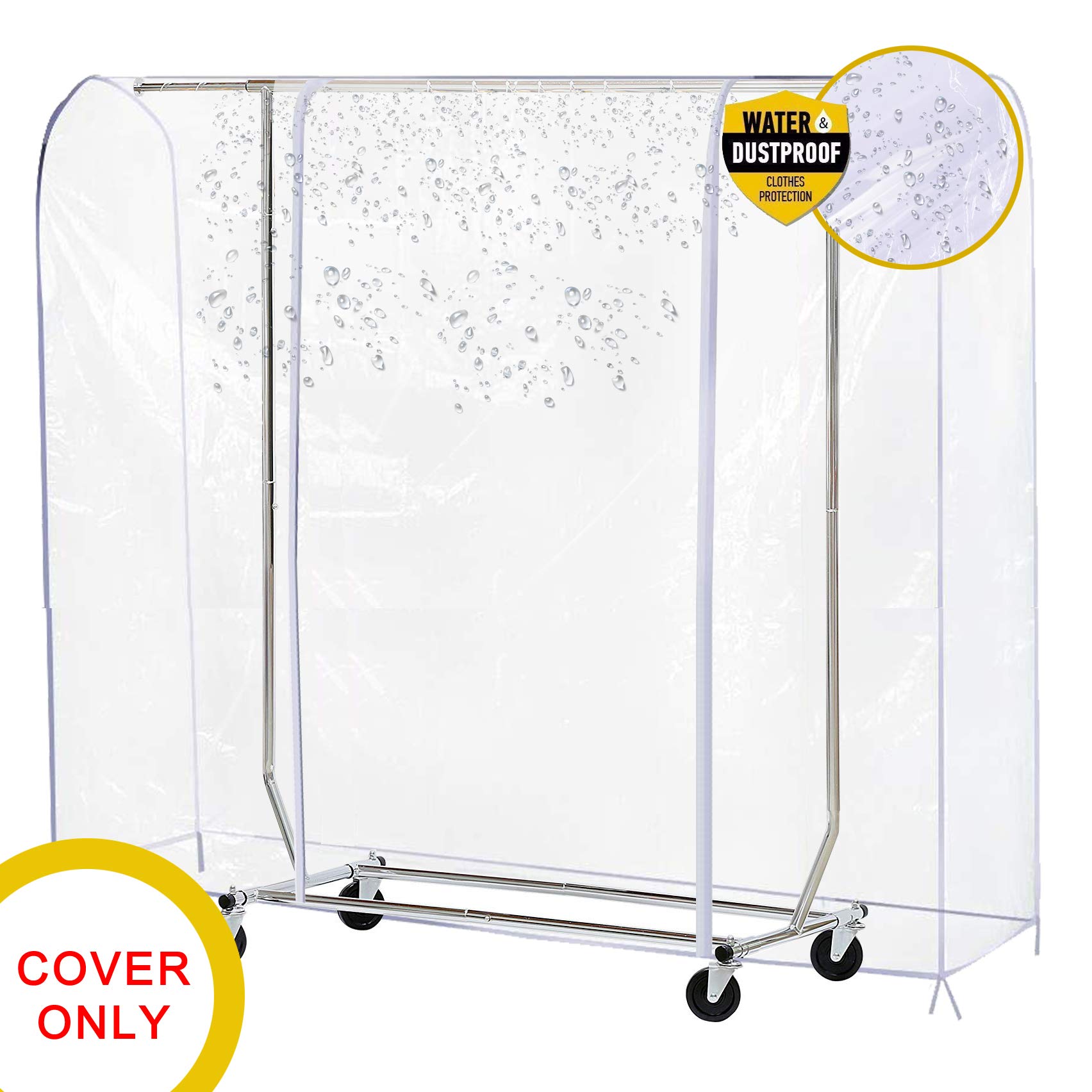 Ruibo Clear Garment Rack Cover, Waterproof & Dustproof, M/59x20x60 inch, Ethylene Vinyl Acetate, Model Ruibo-20190305-Size59