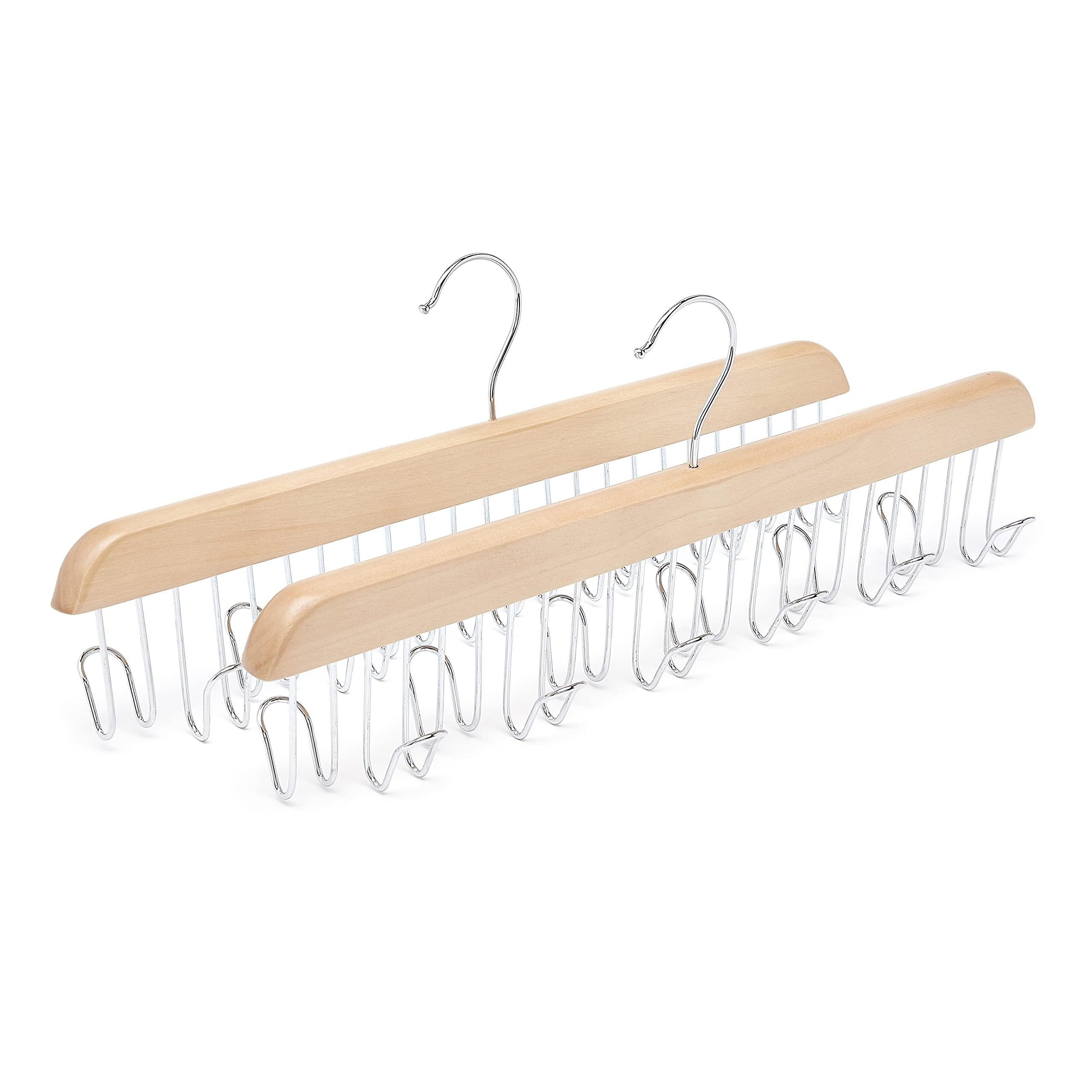 Amazon Basics Wooden Belt Hanger - Natural  2-Pack