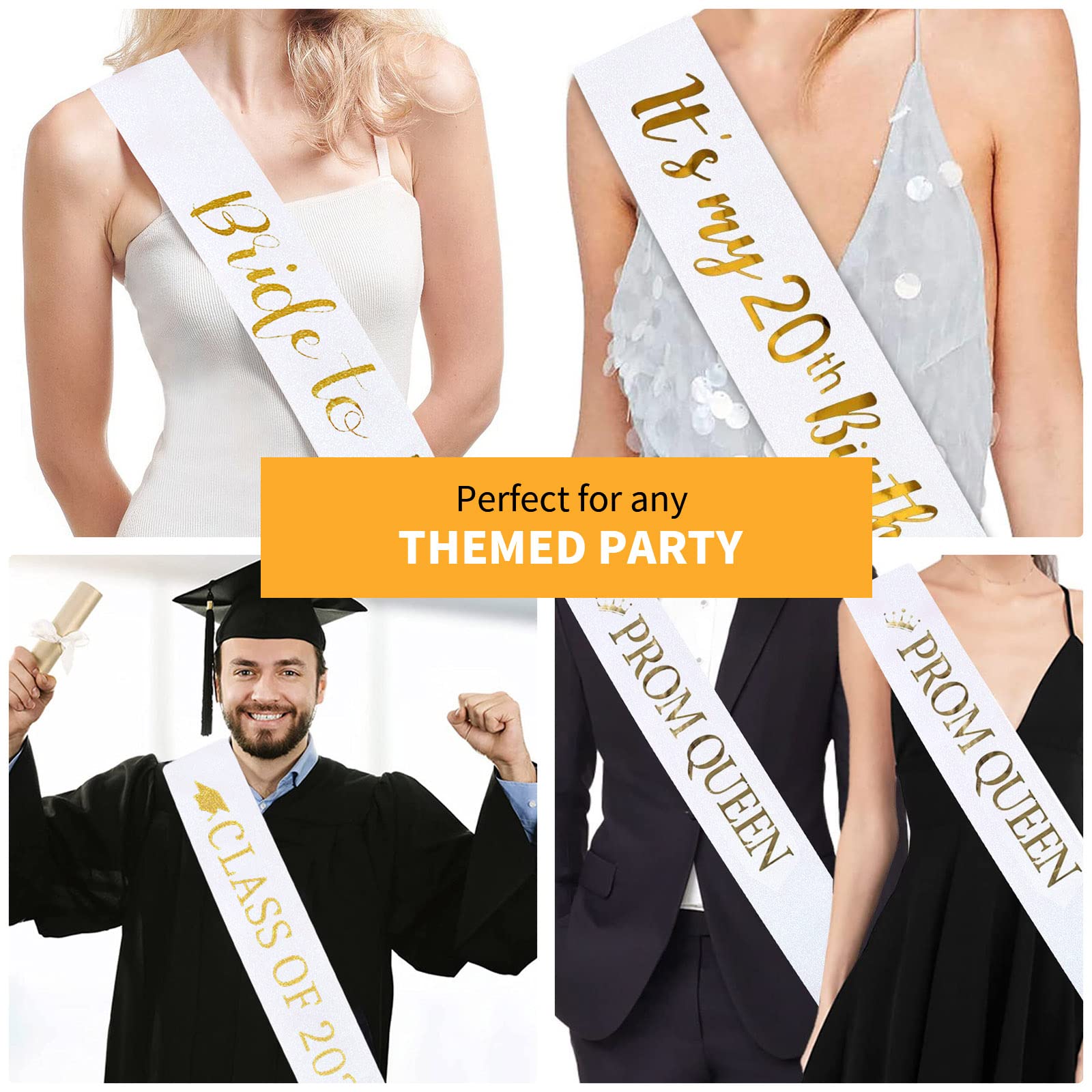 Cieher Blank Glitter Sash, Birthday Sash, Bride To Be Sash, Plain Sash, Sashes For Pageants, Custom Sash, Prom Court Sash, Senio