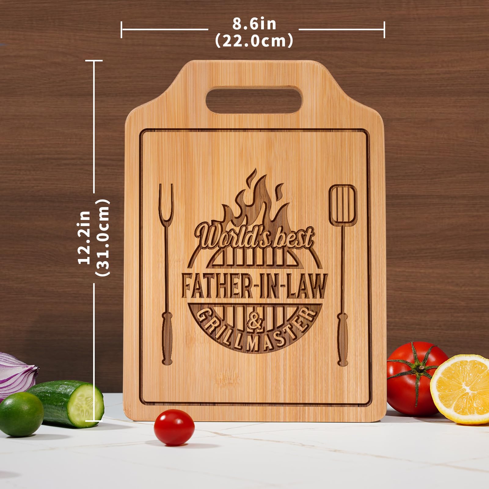 AceThrills Father in Law Gifts for Father In Law Christmas Birthday Gift - Engraved Cutting Board 12.3 L ?8.7 W ?0.4 Th