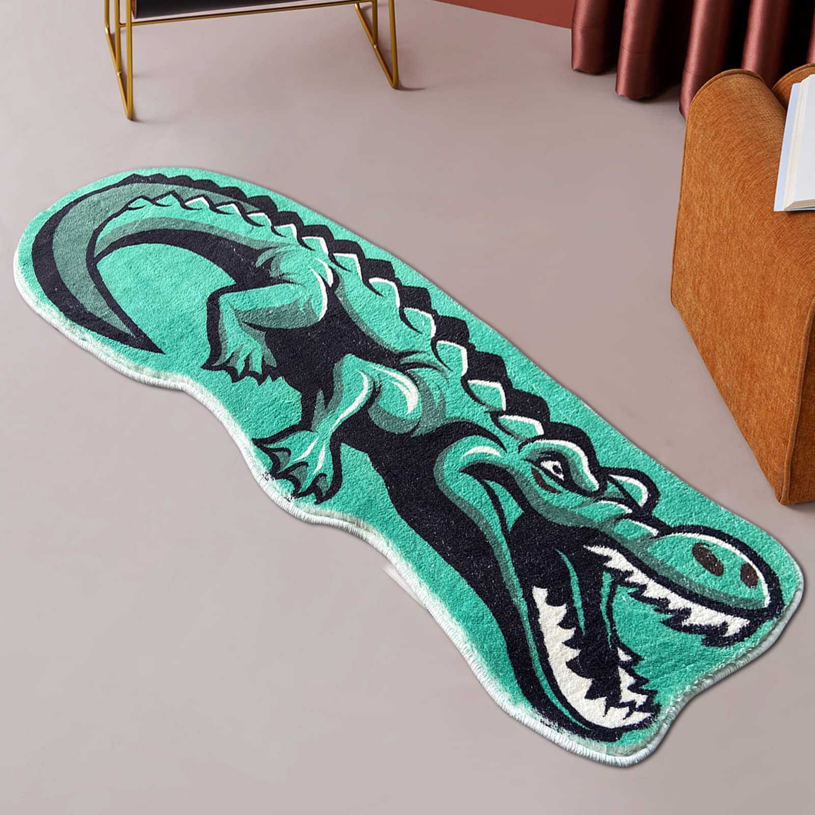 Vbfgrt Cartoon Crocodile Shape Plush Rugs Lovely Bedroom Comfortable Home Decoration Door Mat Interesting Bathroom Absorbent Bat