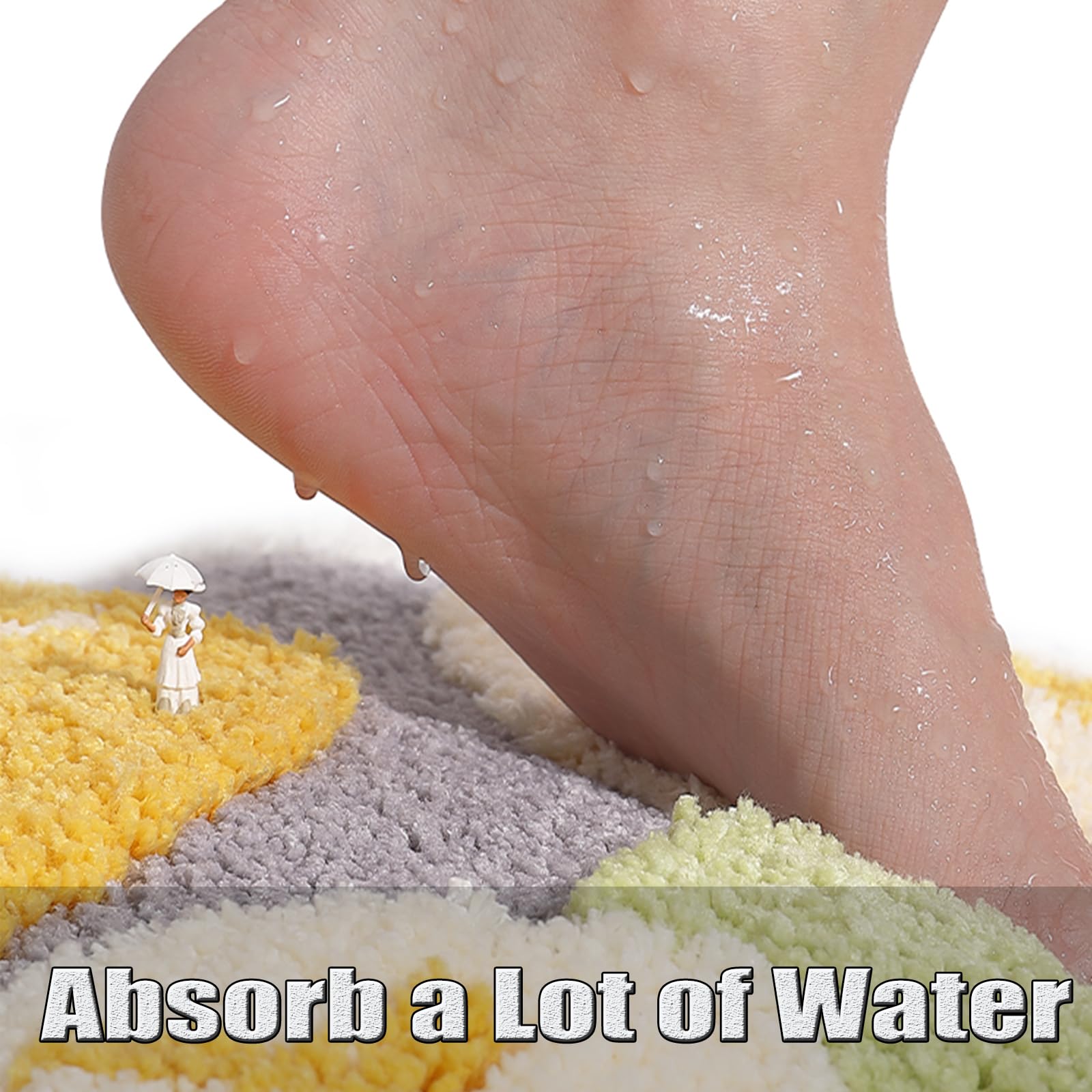 Bathroom Rug Set 2 Piece, Soft Cute Bath Mat And U-Shaped Contour Toilet Rug, Absorbent Microfiber Plush Bath Rug Set, Non-Slip