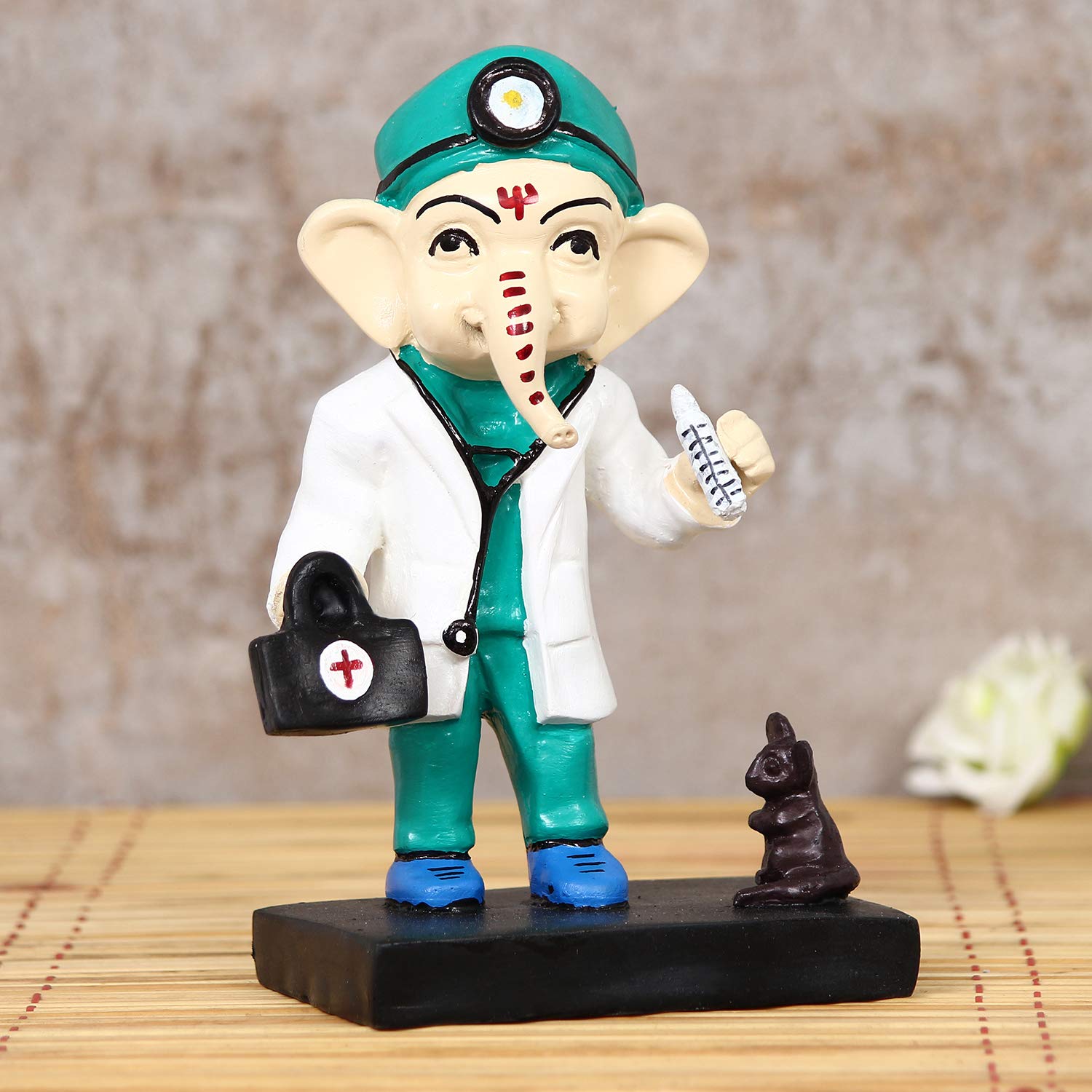 Ecraftindia Decorative Lord Ganesha Idol In Doctor Avatar