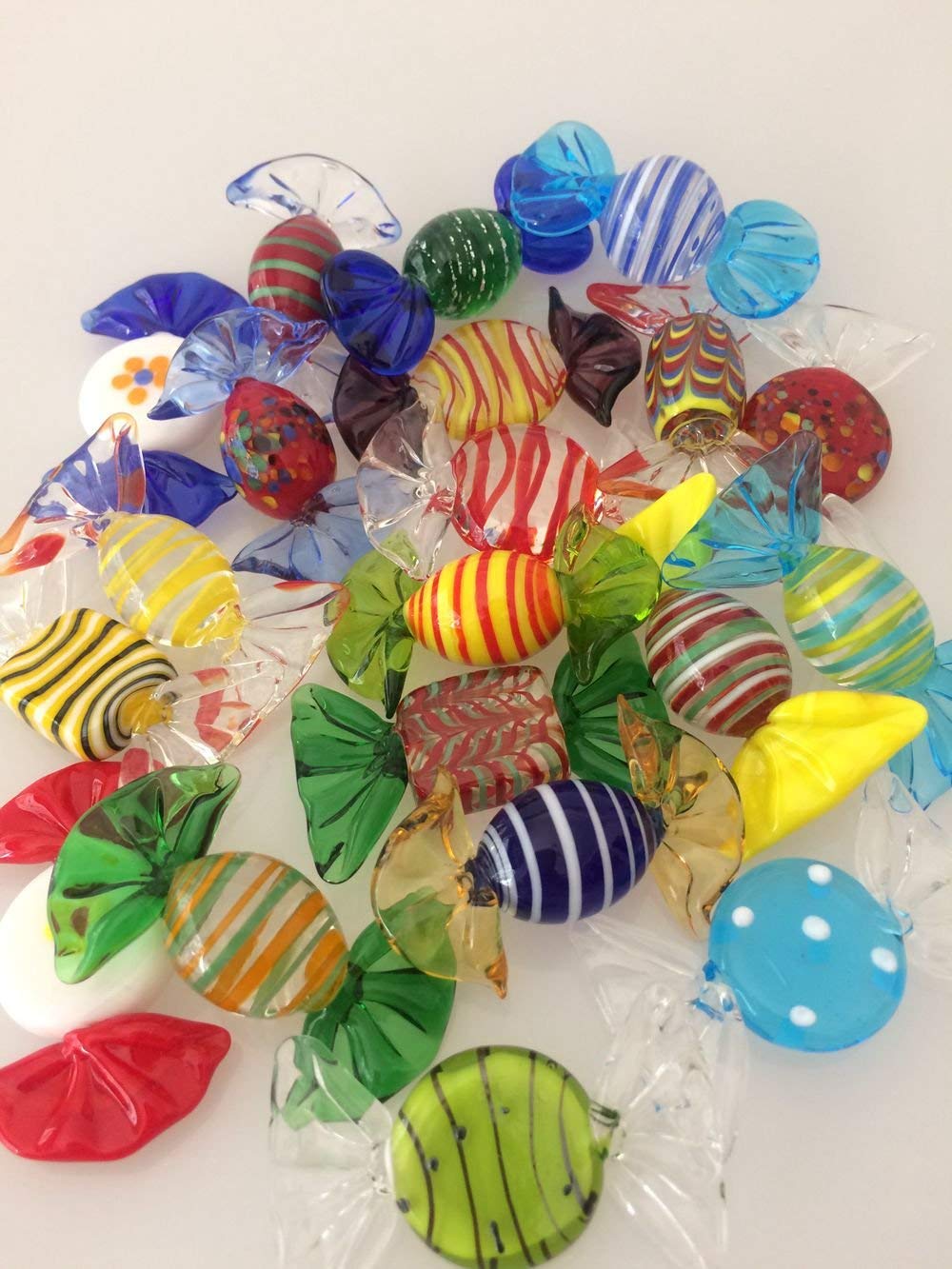Brccee Ac 20Pcs Glass Candy Vintage Murano Glass Sweets Wedding Birthday Halloween Christmas Party Candy Decorations Gift