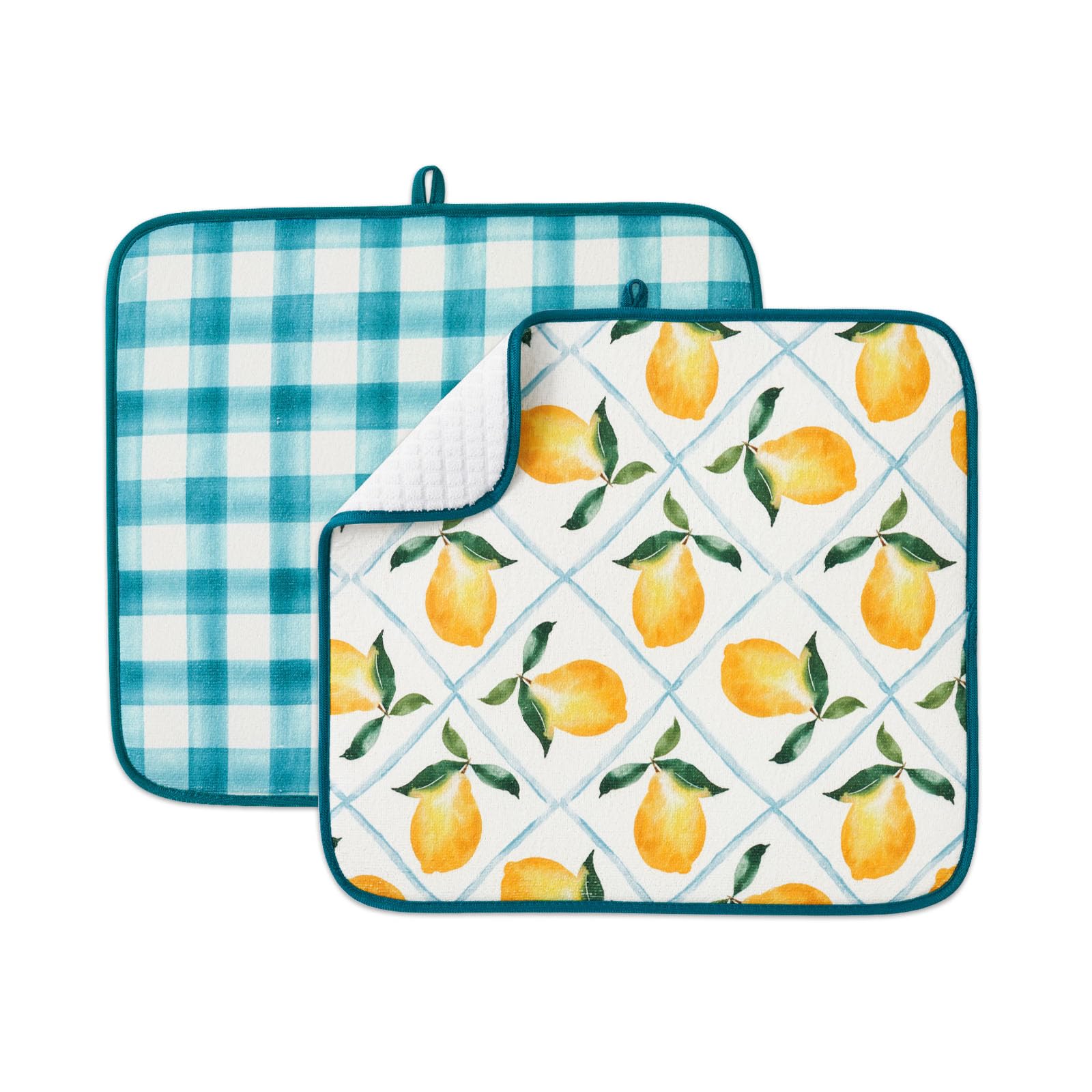 FRESHMINT Printed Dish Drying Mat for Kitchen Counter 2 Pack Absorbent Reversible Drying Mats Microfiber Kitchen Drying Mat, Ext