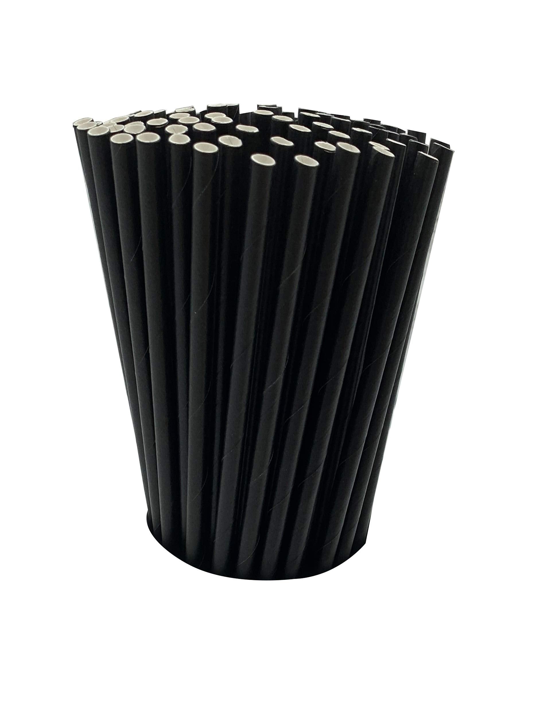 Gdminlo 100 Black Biodegradable Paper Straws Co-Friendly Biodegradable Drinking Straws Bulk For Party Supplies, Bridal/Baby Show