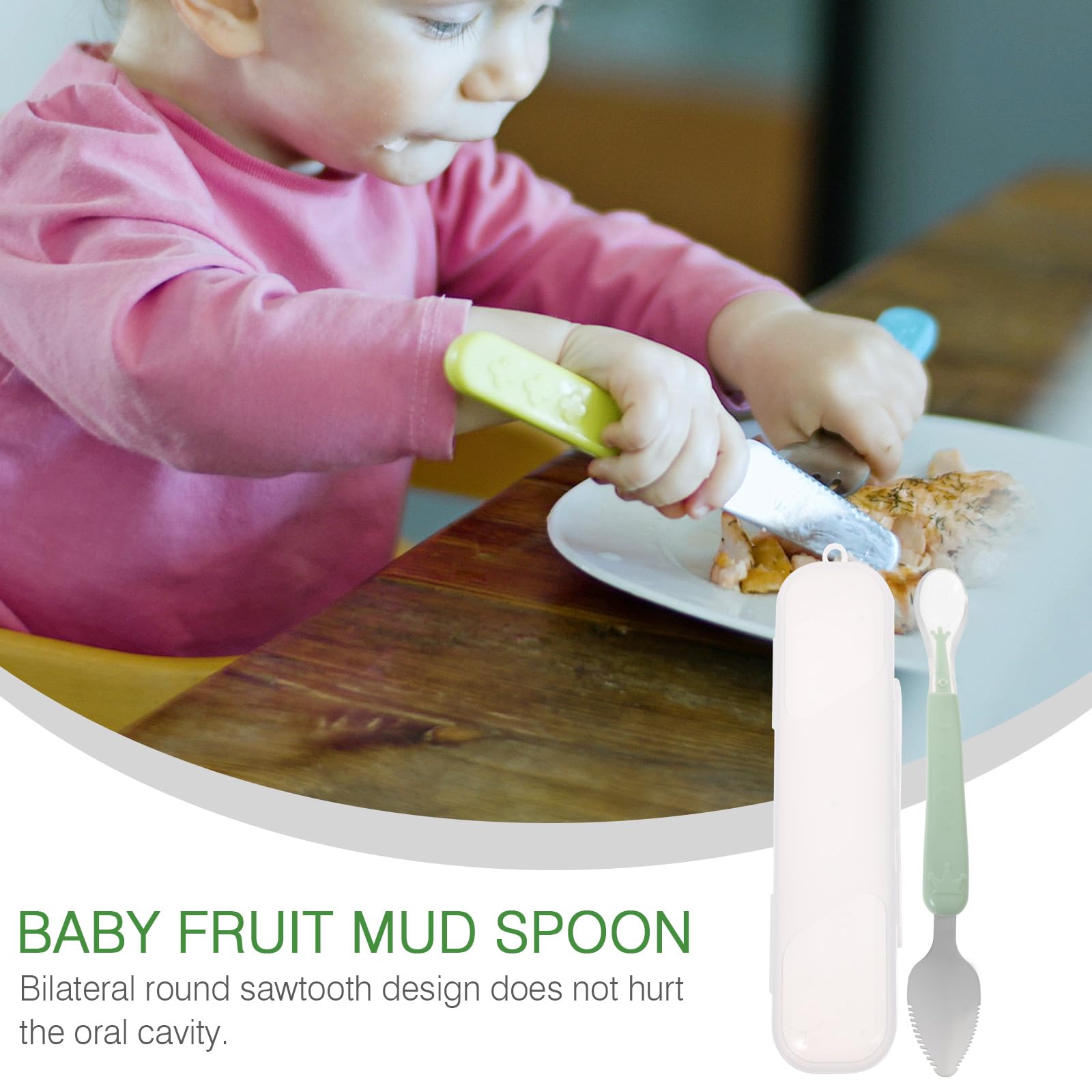 Kisangel Baby Fruit Spoon Scraper Double Head Serrated Spoon Silicone Scraping Spoon Baby Fruit Mud Spoon Zigzag Spoon Citrus Sp