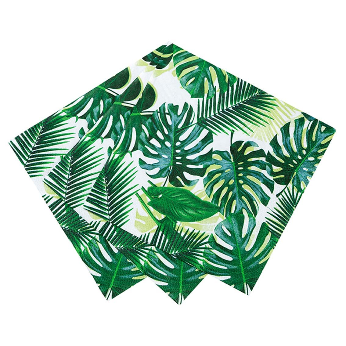 Talking Tables Pack of 50 Tropical Napkins Paper Palm Leaf Serviettes for Kid's Jungle Party  Hawaiian Theme  Luau  Summer  Dinosaur  Decoupage Green