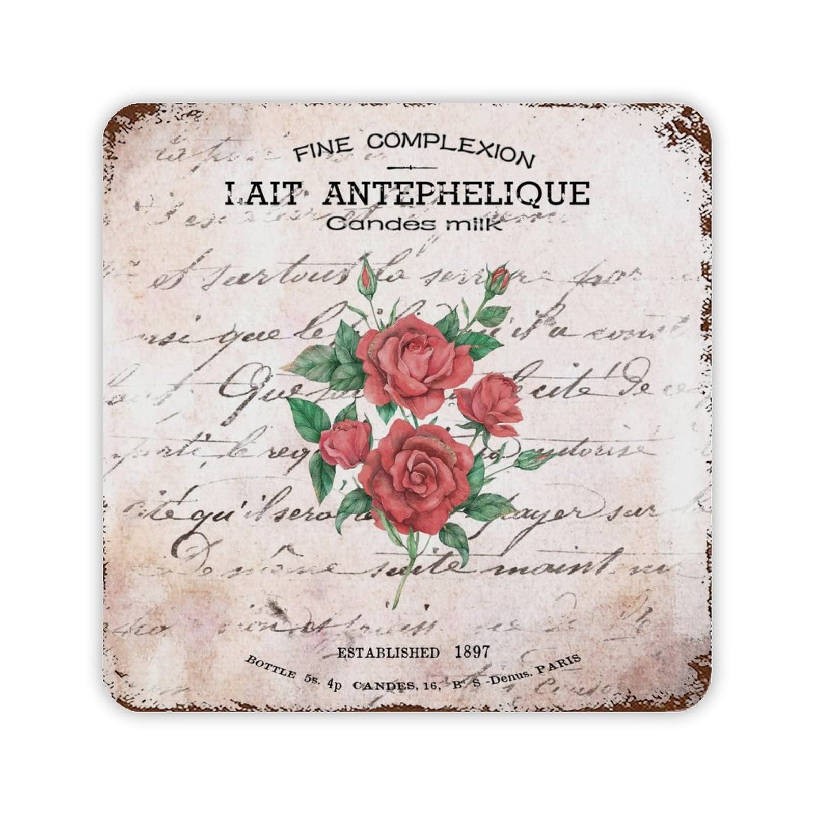 French Bouquet Pink Quote Retro Tin Sign Vase Flowers Poster Plaque Floral Vintage Tin Sign Wall Hanging Decoration Retro Home K