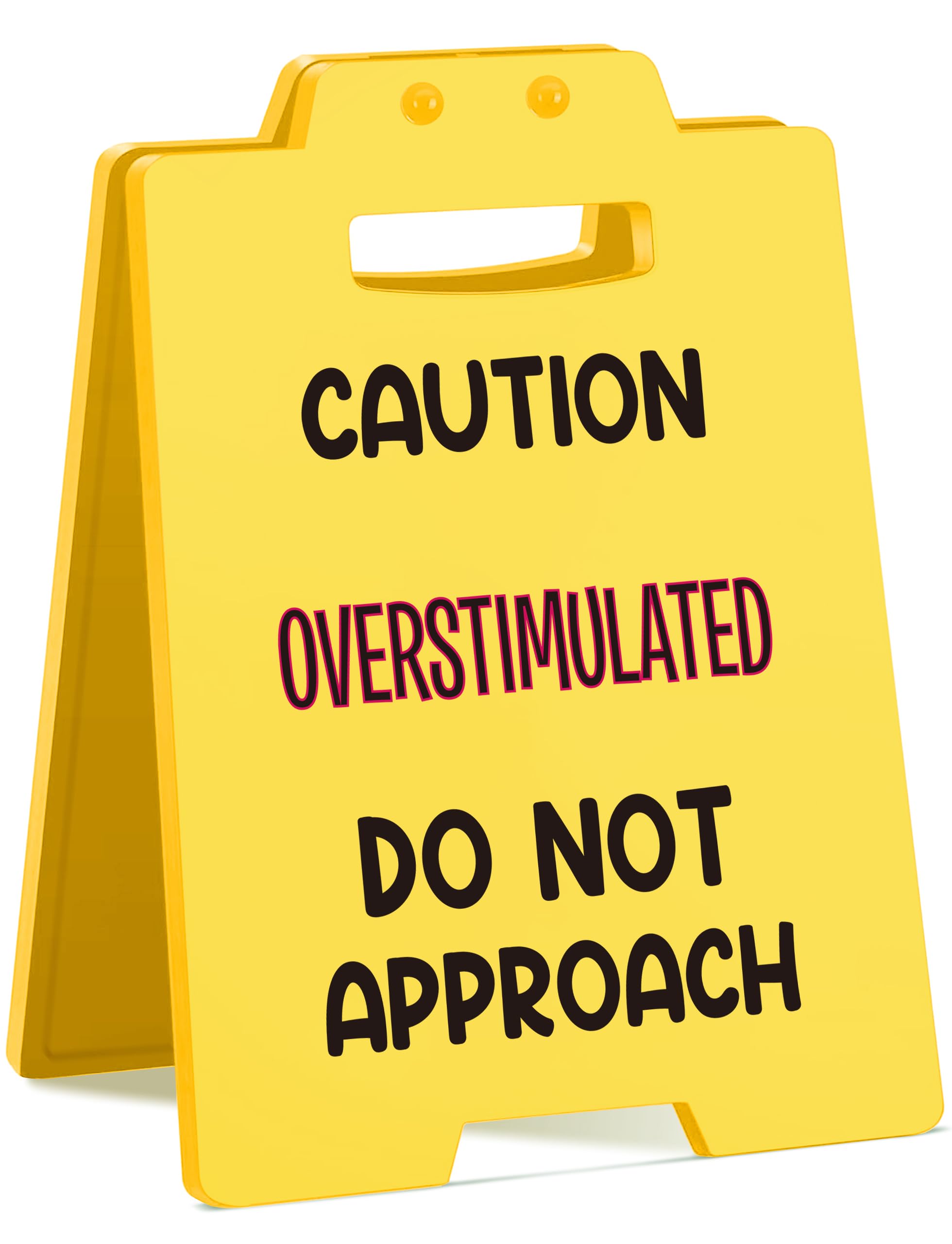 Mini Caution Overstimulated Desk Sign- Sarcastic Gift for Coworkers, Boss, HR, Social Worker Office Decor, Funny White Elephant 