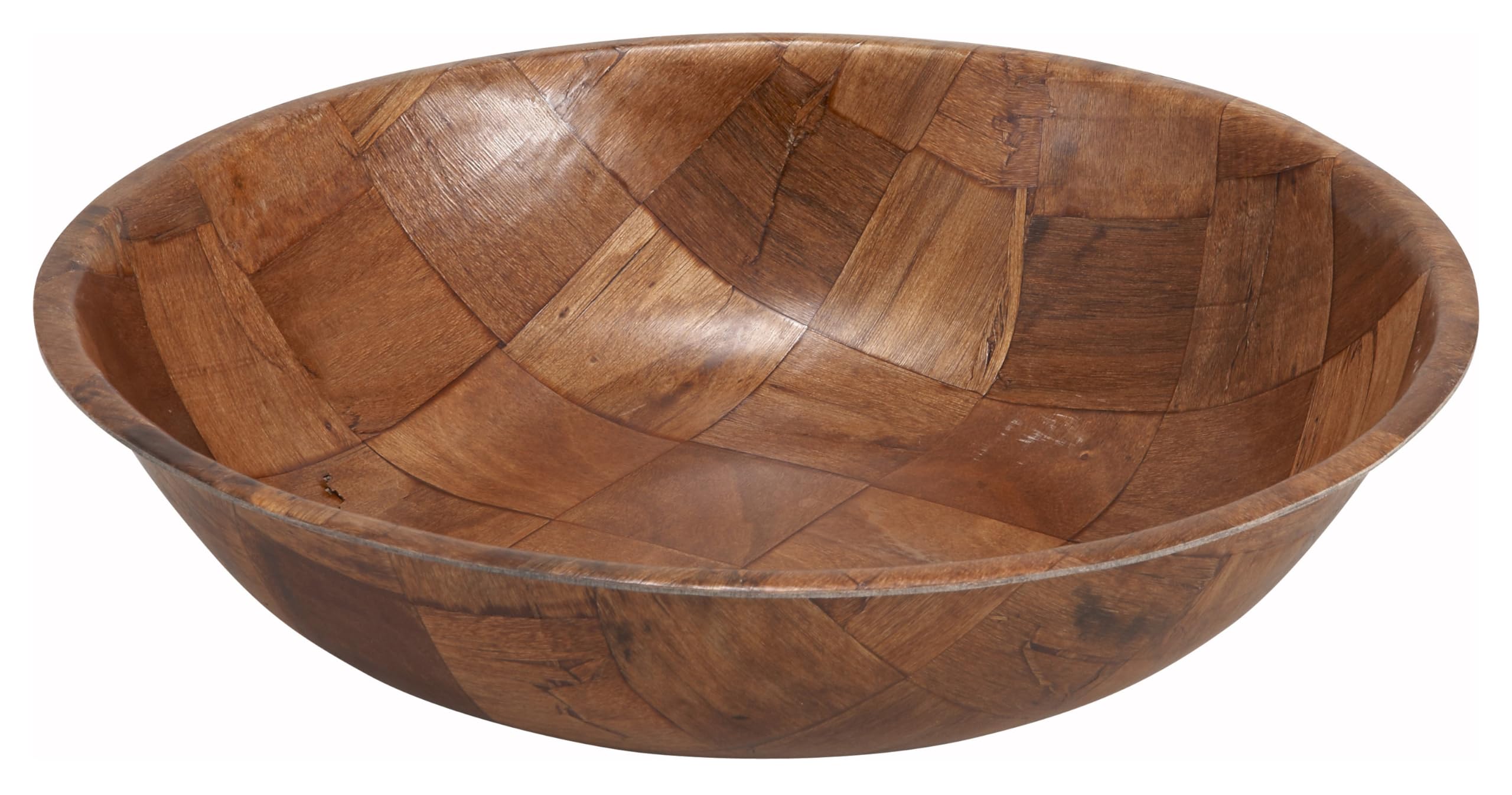 Winco 12" Woven Wood Salad Bowl - Durable, Elegant, 1 Count, Natural Wood Finish, Model WWB-12
