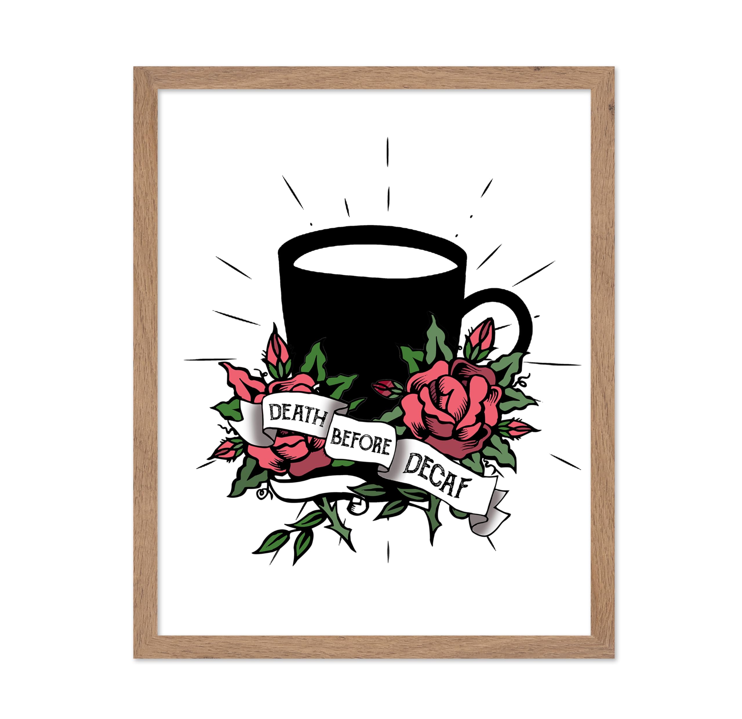 Poster Master Motivational Poster - Inspiring Print - Gift for Barista, Friend - Death before Decaf, Coffee, Pinup, Funny, Quote