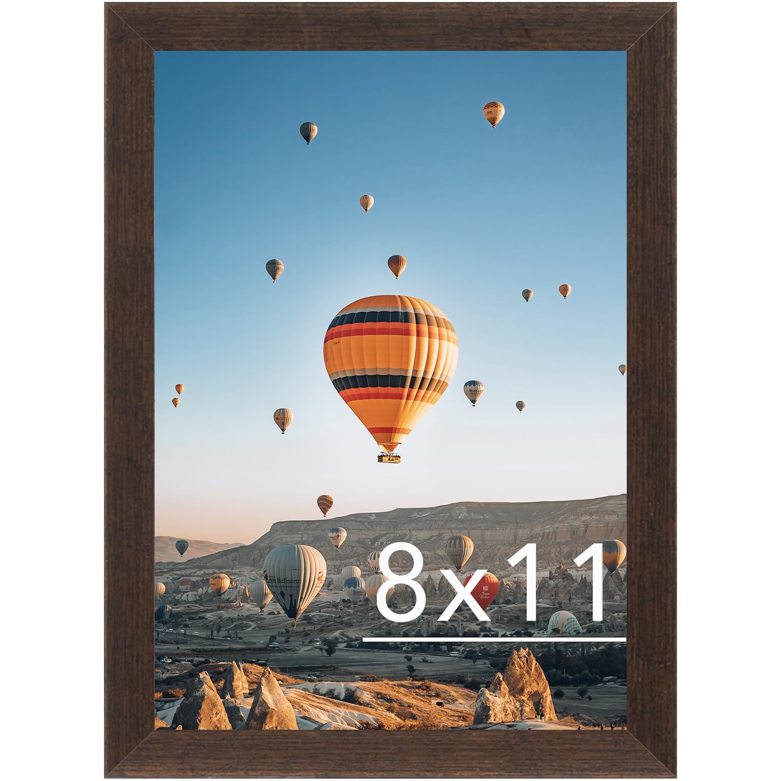 JCJMY 8x11 Picture Frame Dark Brown for Wall Hanging or Tabletop, Wall Mounting Horizontally or Vertically, 8 x 11 Wall Gallery 