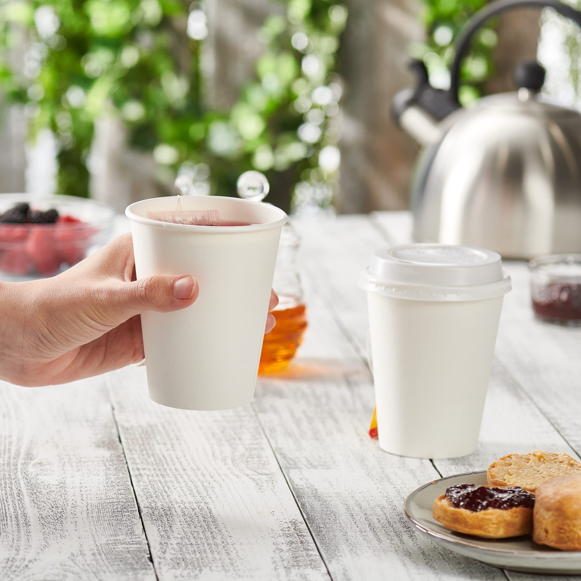 Comfy Package [12 Oz. - 100 Pack White Paper Hot Cups, Coffee Cups