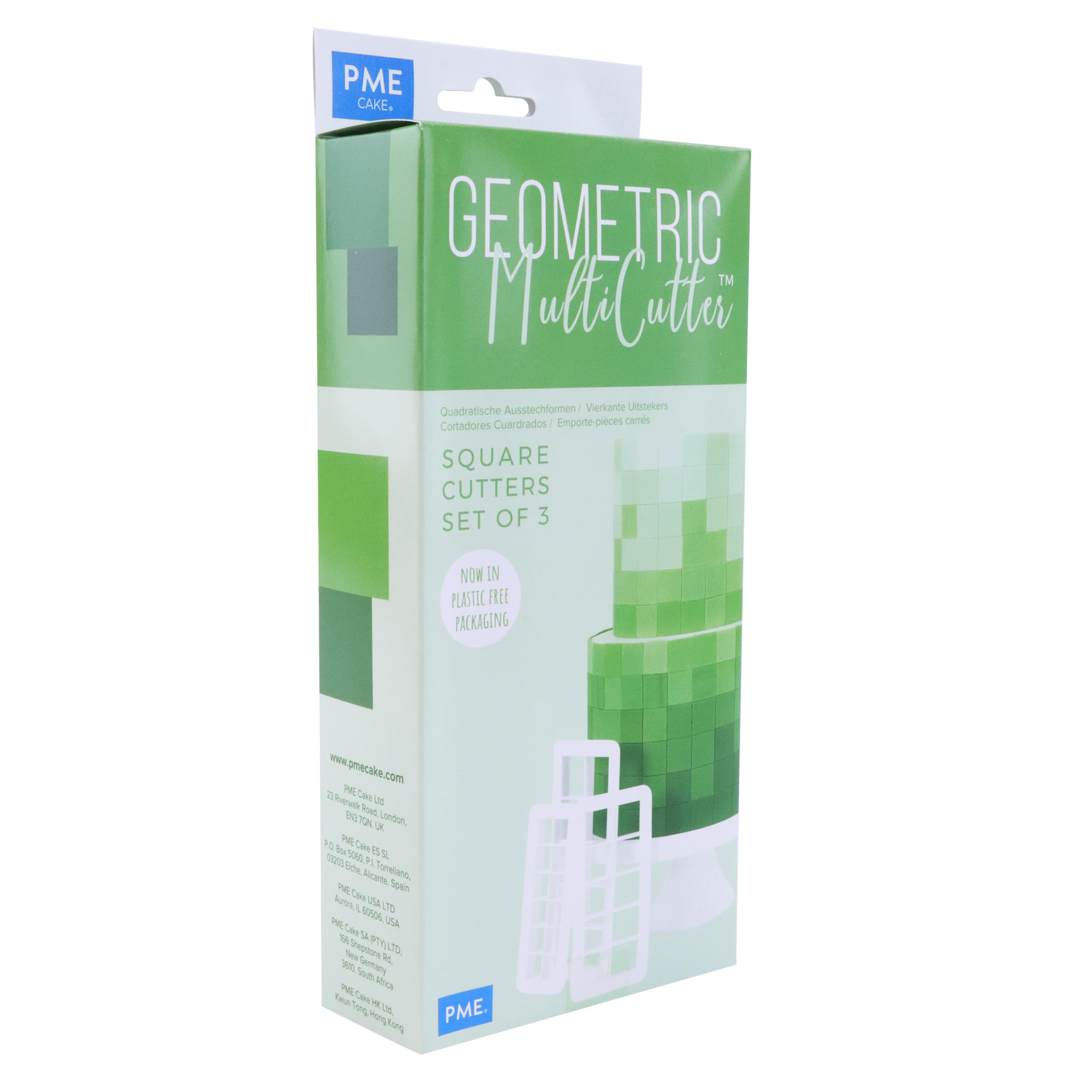 Pme, Set Geometric Multicutters For Cake Design-Square-Small, Medium & Large Size, Set Of 3, Standard, White