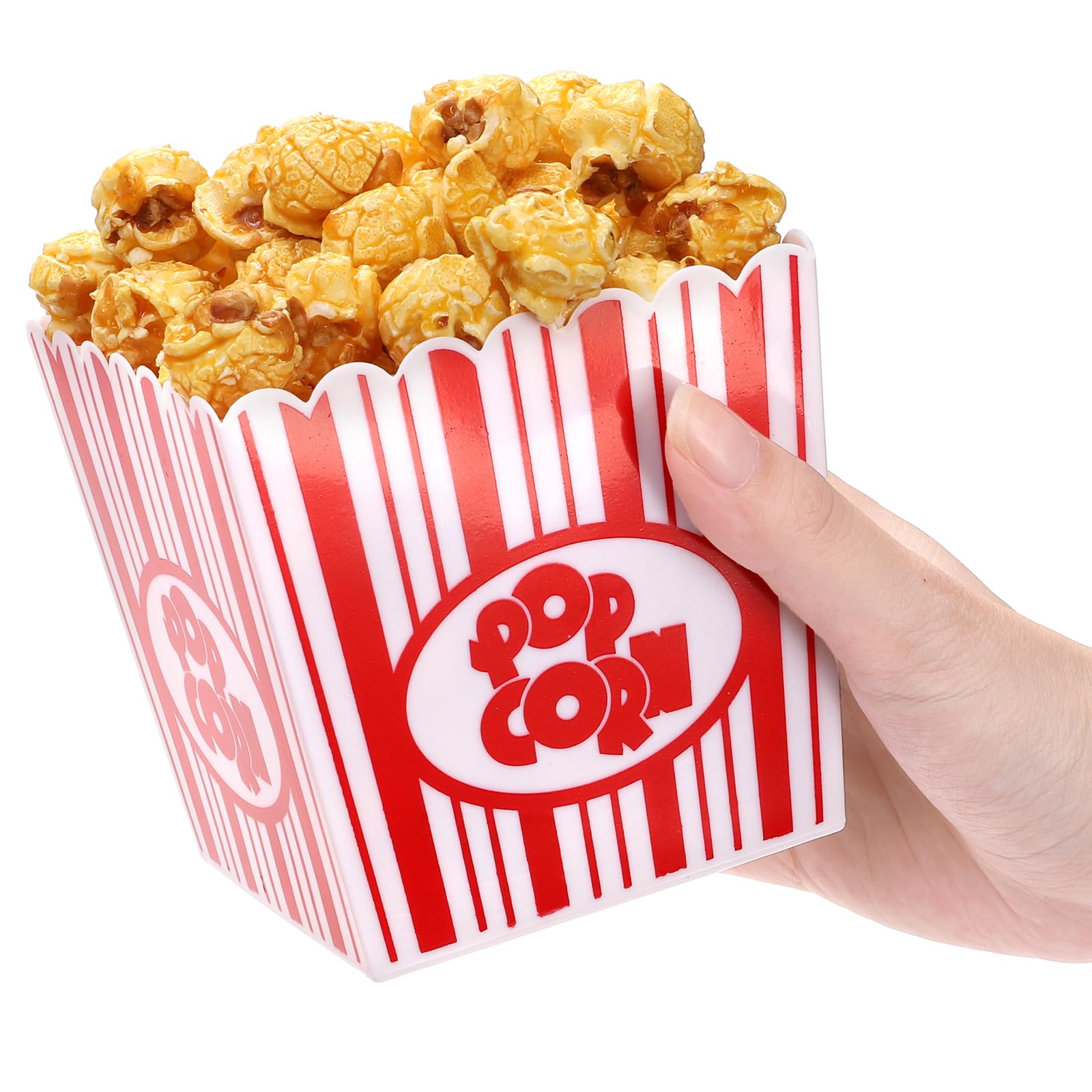 Tebery 30 Pack Plastic Open-Top Popcorn Boxes Reusable Popcorn Containers Bucket Tub - 3.75'' Tall X 3.75'' Square