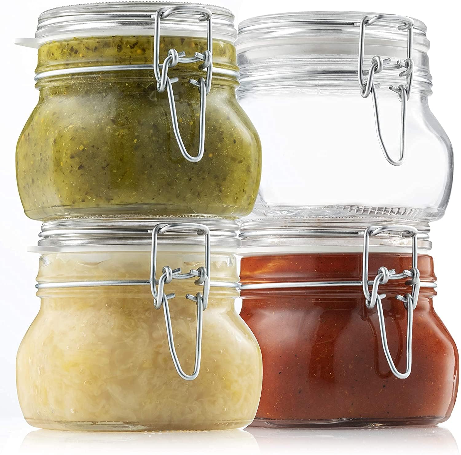 Hejisun Glass Storage Jars With Airtight Lid Clear Preserving Seal Wide Mouth Containers With Wire Clip Fastening For Kitchen Ca