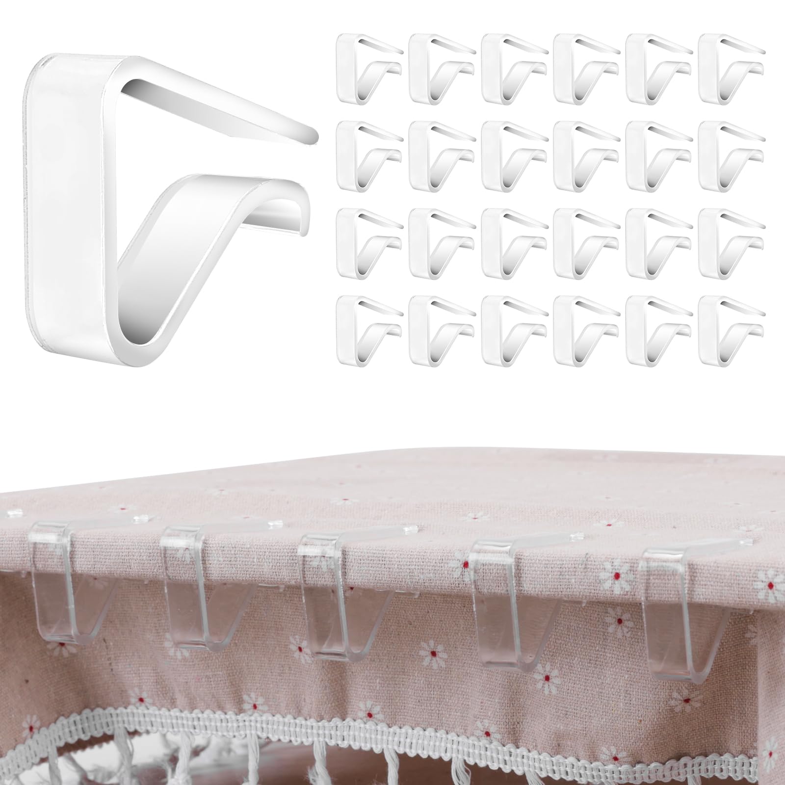 24 Pieces Clear Tablecloth Clips, Durable Plastic Table Cover Holders, Windproof Transparent Clamps for Securing Tablecloths Ind