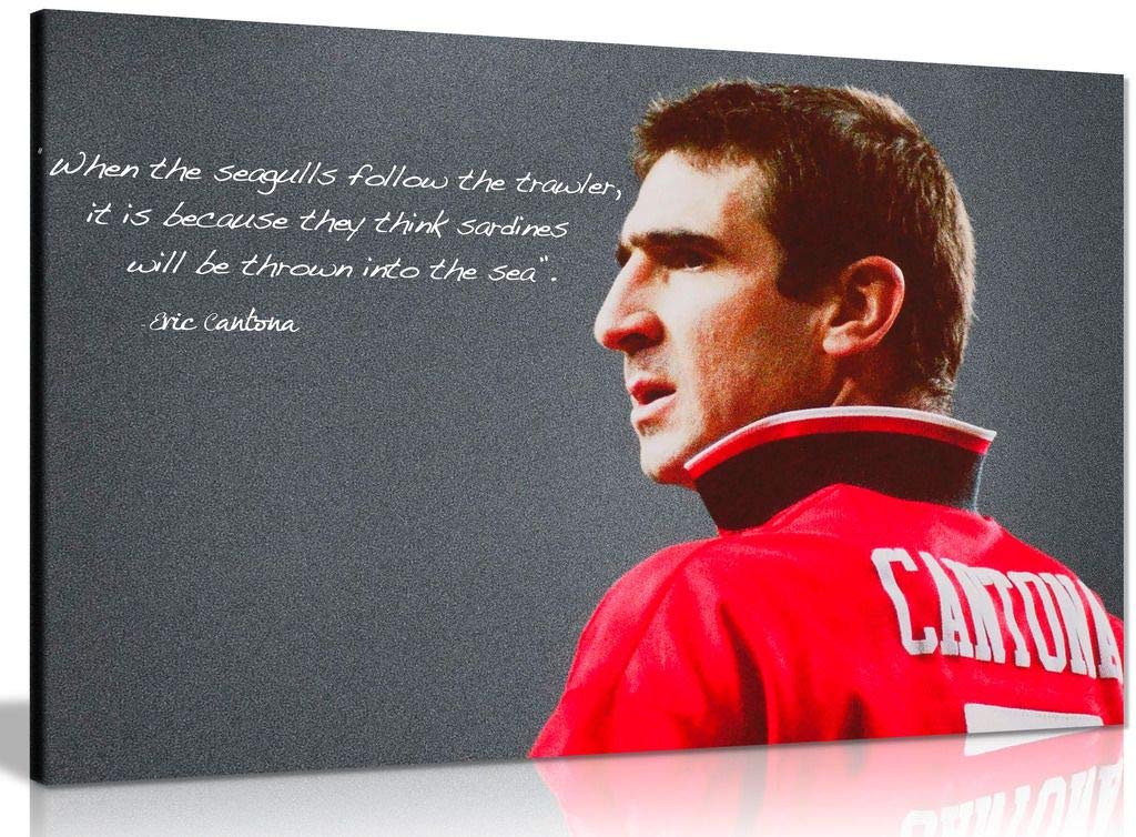 Eric Cantona Manchester United Sardines Quote Canvas Wall Art Picture Print (12X8In)
