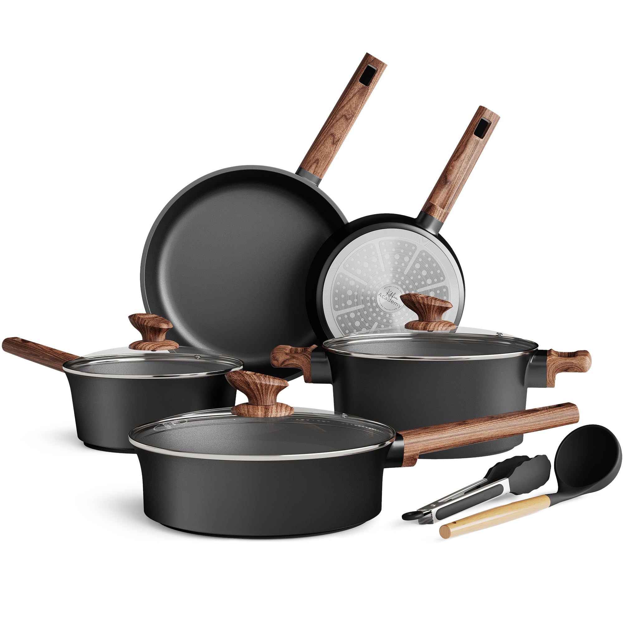 DishDelight 10PCS Ceramic Pots and Pans Set, Kitchen Induction Cookware Set